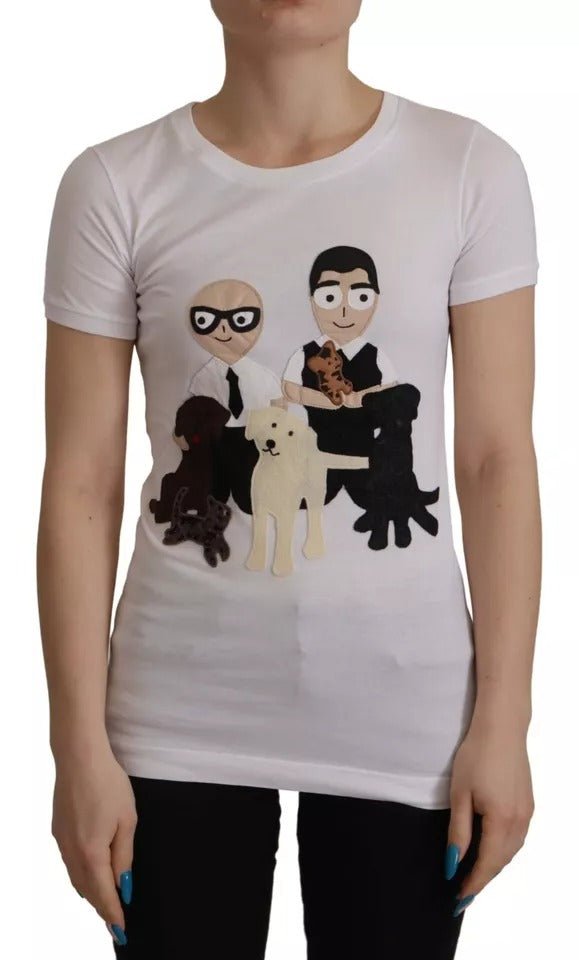 Dolce & Gabbana White DGFamily Patch Top Cotton T-shirt – IT36|XXS par Dolce & Gabbana | Disponible sur Sandy Store ByNet