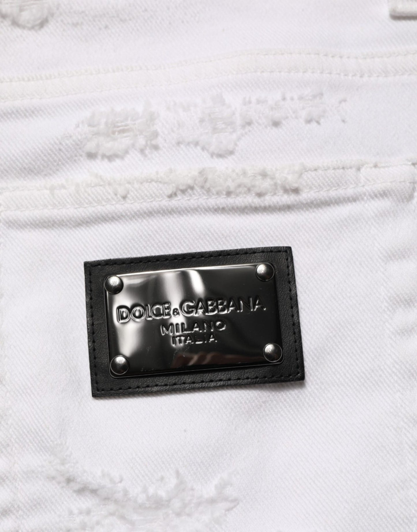 Dolce & Gabbana White Distressed Ripped Denim Trouser Jeans – IT48 | M par Dolce & Gabbana | Disponible sur Sandy Store ByNet