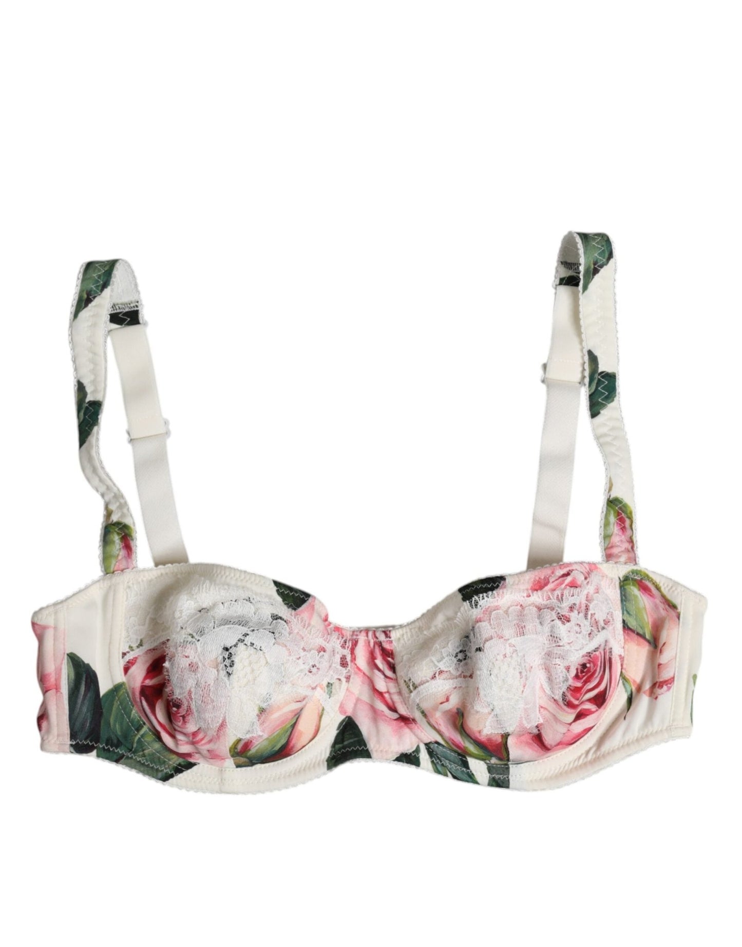 Dolce & Gabbana White Floral Balconette Underwired Bra Underwear – IT1 | XS par Dolce & Gabbana | Disponible sur Sandy Store ByNet