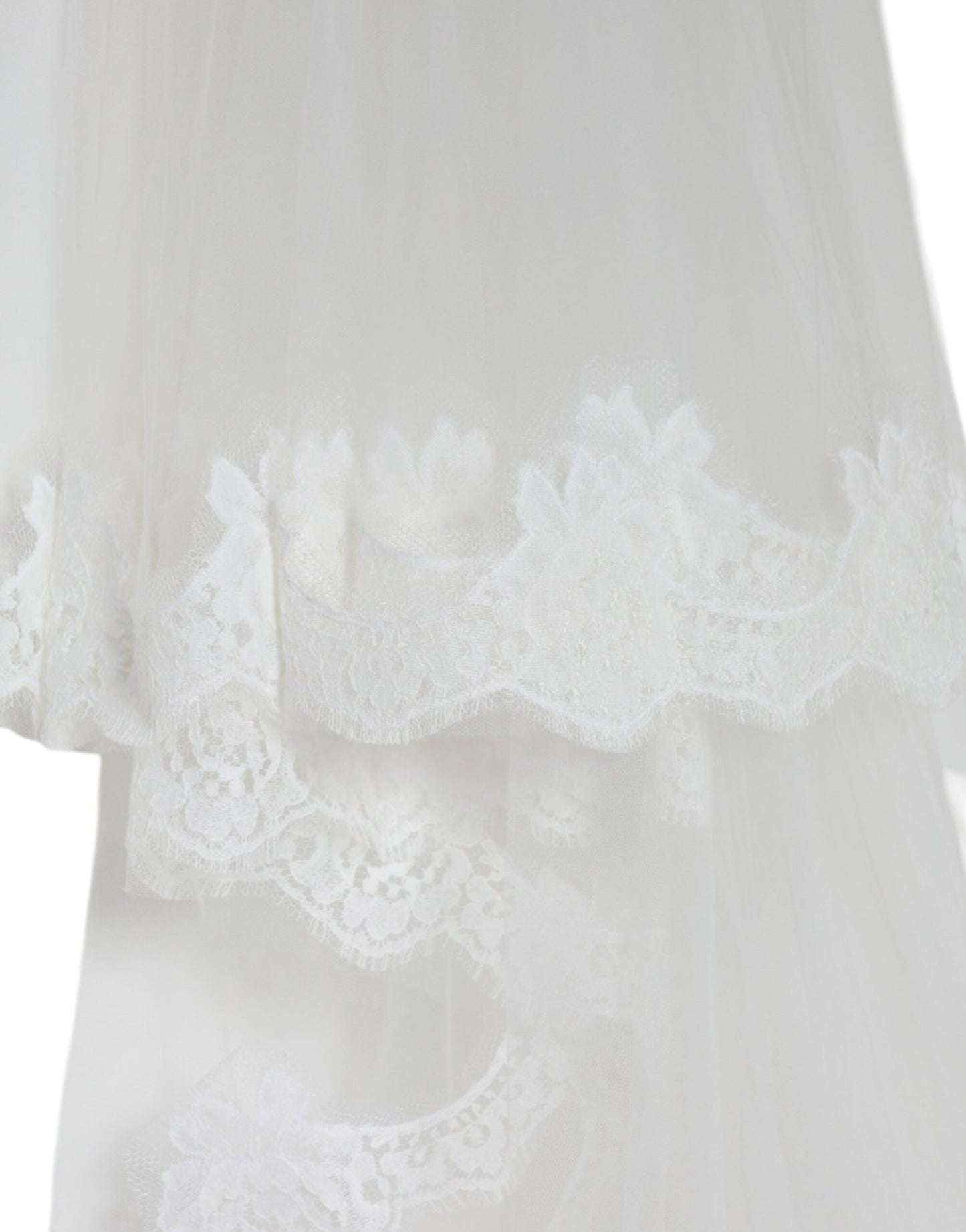 Dolce & Gabbana White Floral Lace Nylon Floor Length Wedding Veil - Sandy Store ByNet