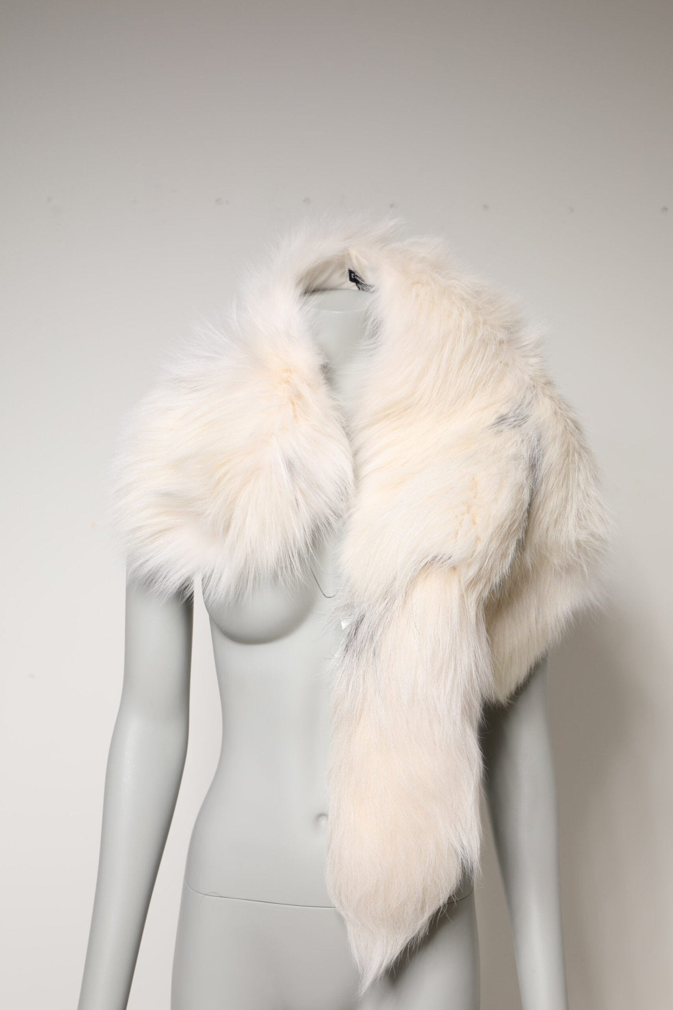 Dolce & Gabbana White Fox Fur Neck Wrap Warmer Winter Scarf - Sandy Store ByNet