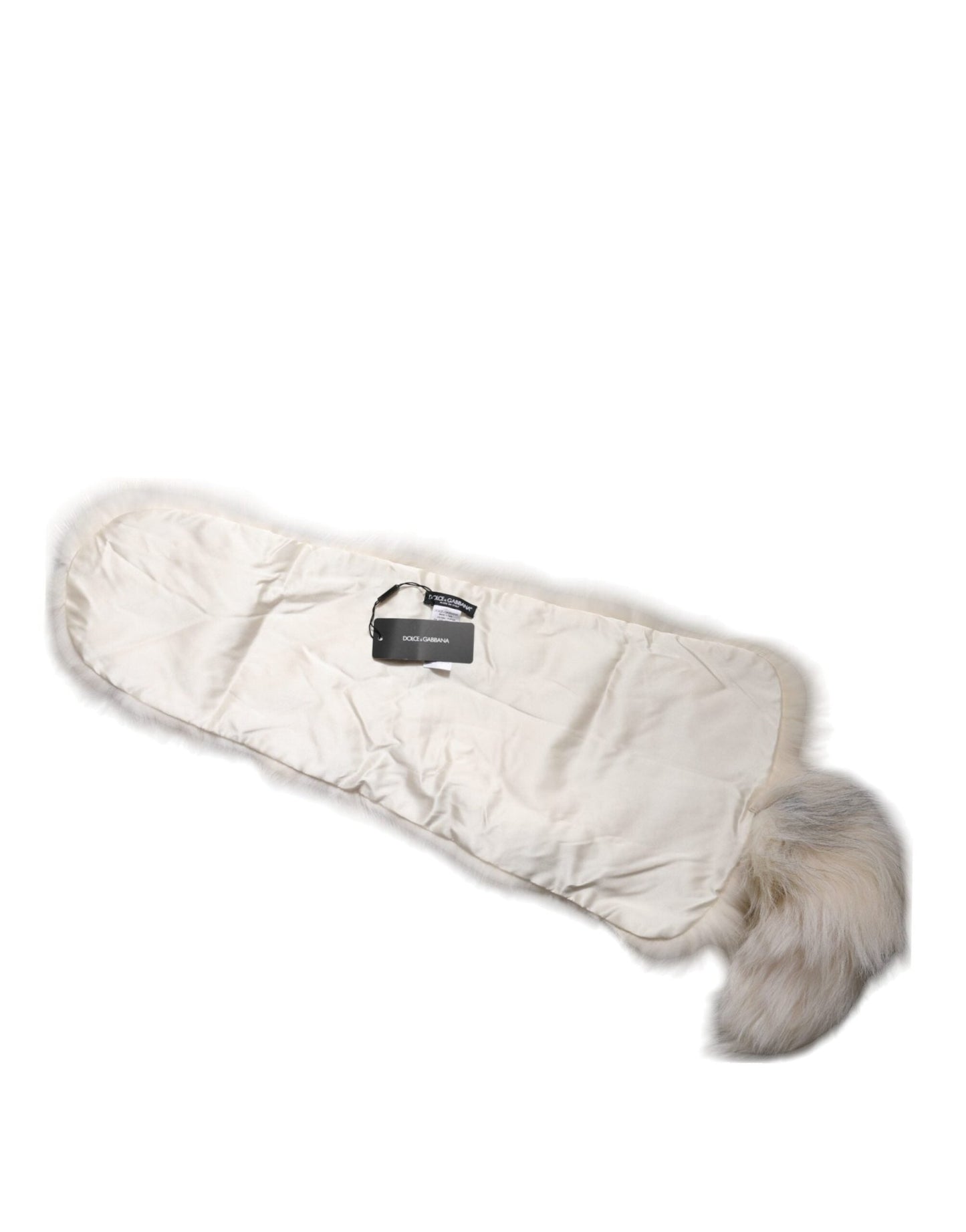 Dolce & Gabbana White Fox Fur Neck Wrap Warmer Winter Scarf - Sandy Store ByNet