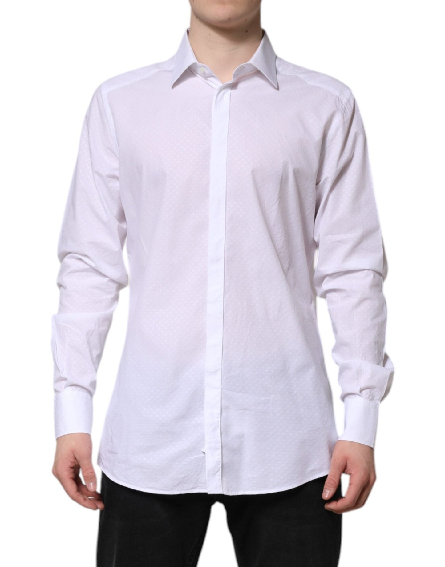 Dolce & Gabbana White GOLD Cotton Long Sleeves Formal Shirt – IT42 | XL par Dolce & Gabbana | Disponible sur Sandy Store ByNet