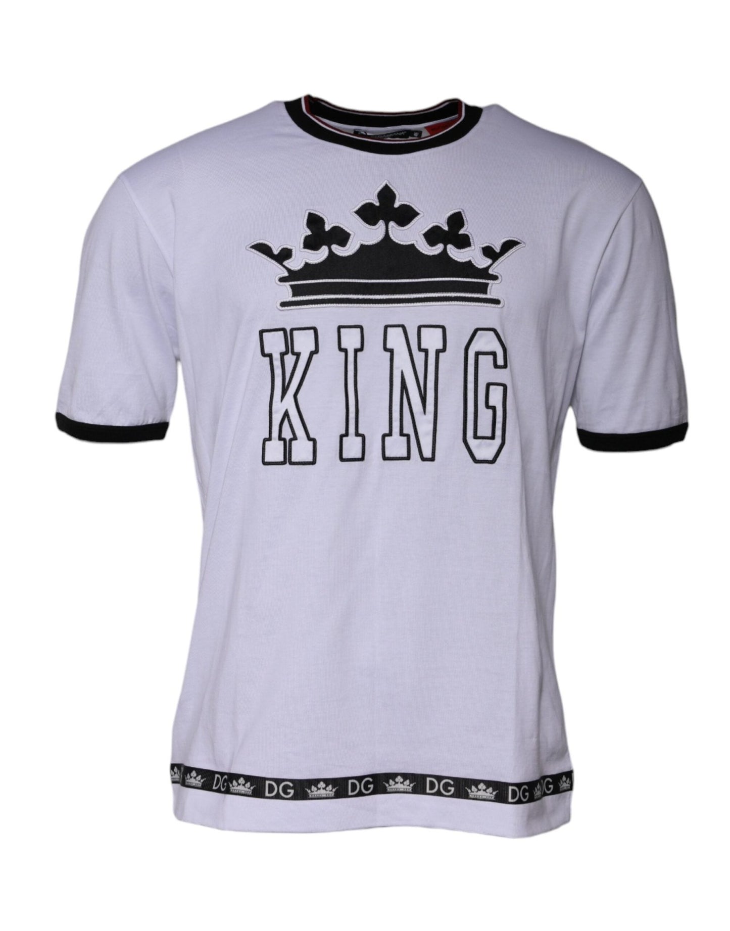 Dolce & Gabbana White Jersey Crew Neck Short Sleeves T-shirt – IT48 | M par Dolce & Gabbana | Disponible sur Sandy Store ByNet