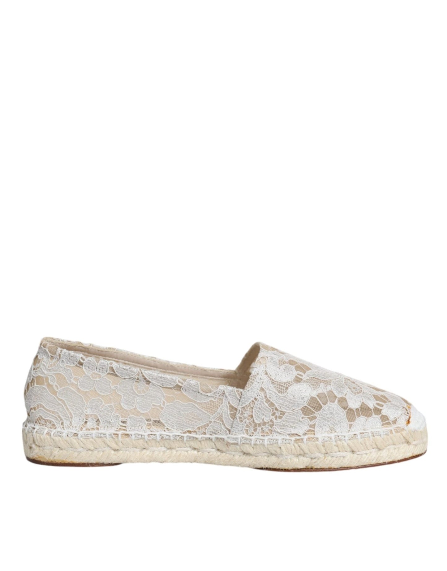 Dolce & Gabbana White Lace Viscose Espadrilles Flats Shoes - Sandy Store ByNet