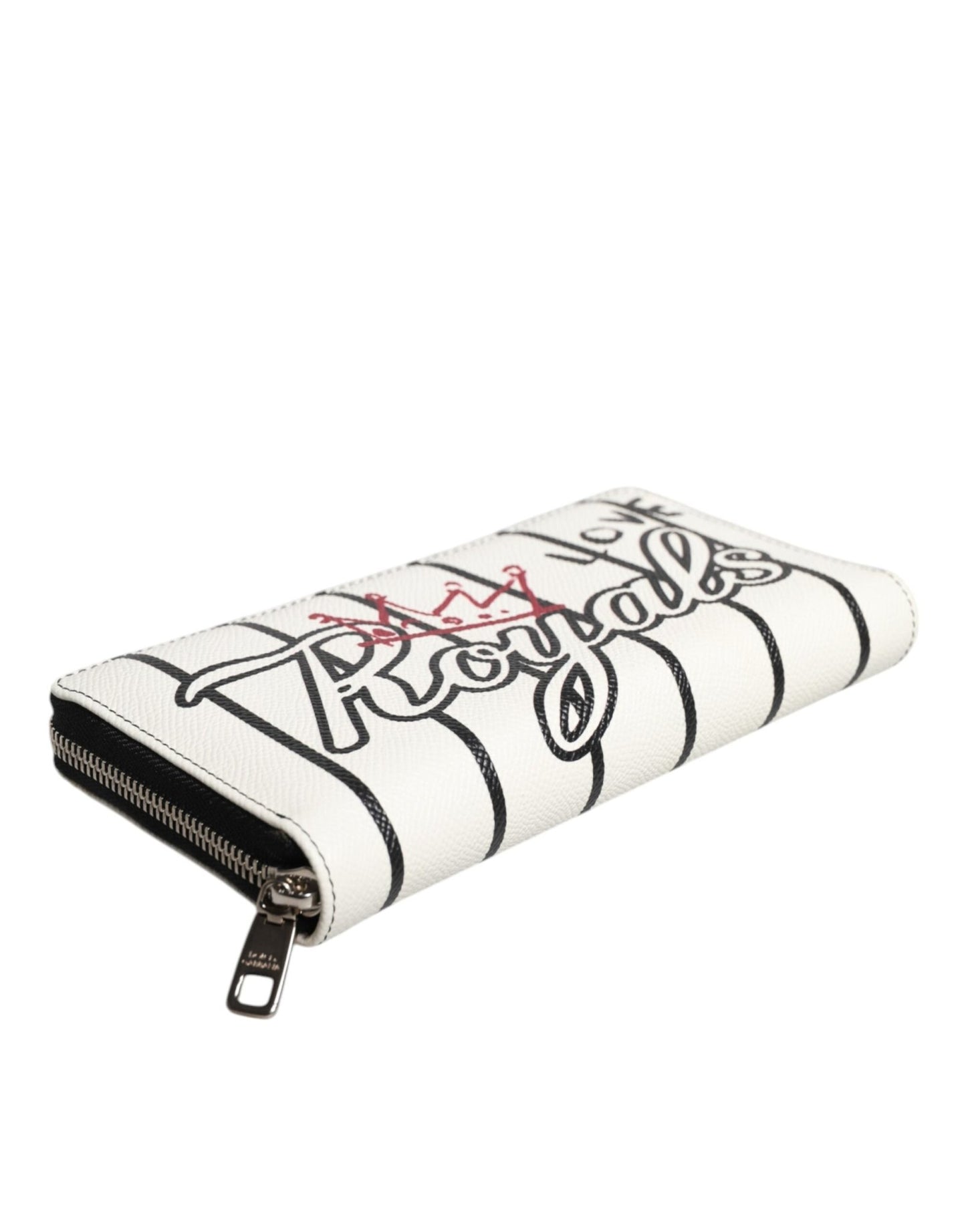 Dolce & Gabbana White Leather DG Crown Royals Continental Zip Around Wallet - Sandy Store ByNet