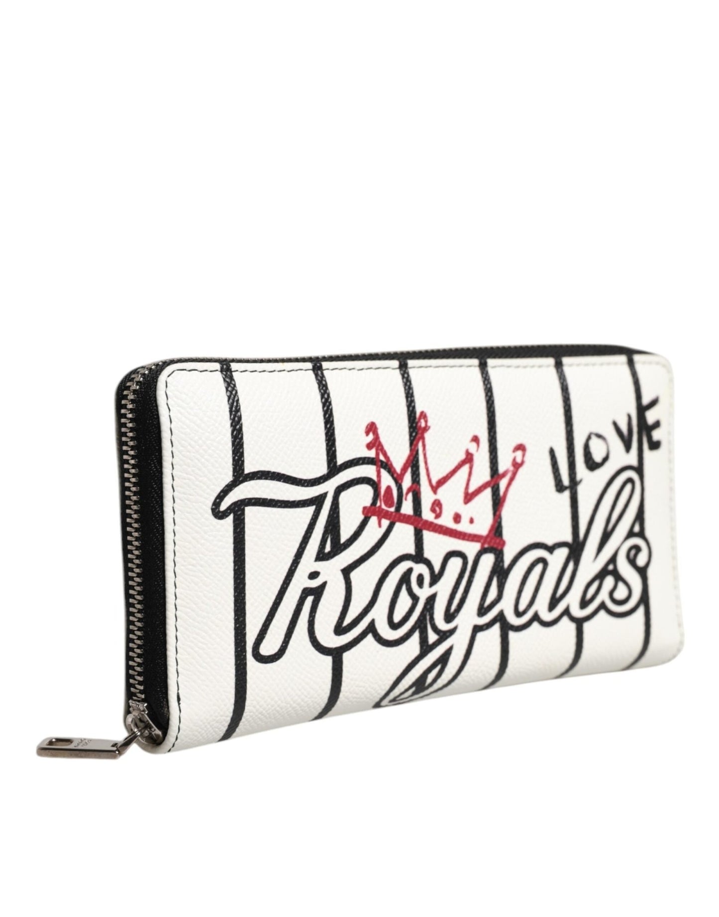 Dolce & Gabbana White Leather DG Crown Royals Continental Zip Around Wallet - Sandy Store ByNet
