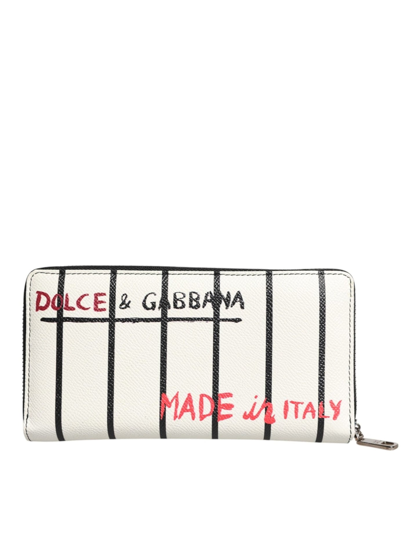 Dolce & Gabbana White Leather DG Crown Royals Continental Zip Around Wallet - Sandy Store ByNet