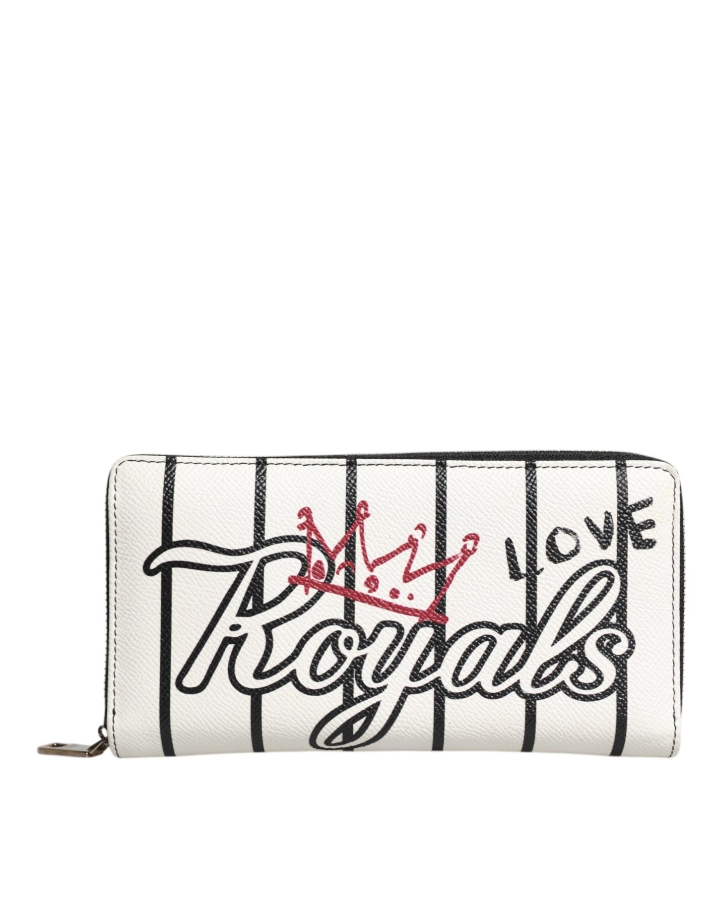 Dolce & Gabbana White Leather DG Crown Royals Continental Zip Around Wallet - Sandy Store ByNet