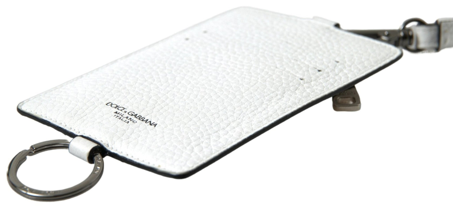 Dolce & Gabbana White Leather Lanyard Logo Card Holder Men Wallet – par Dolce & Gabbana | Disponible sur Sandy Store ByNet