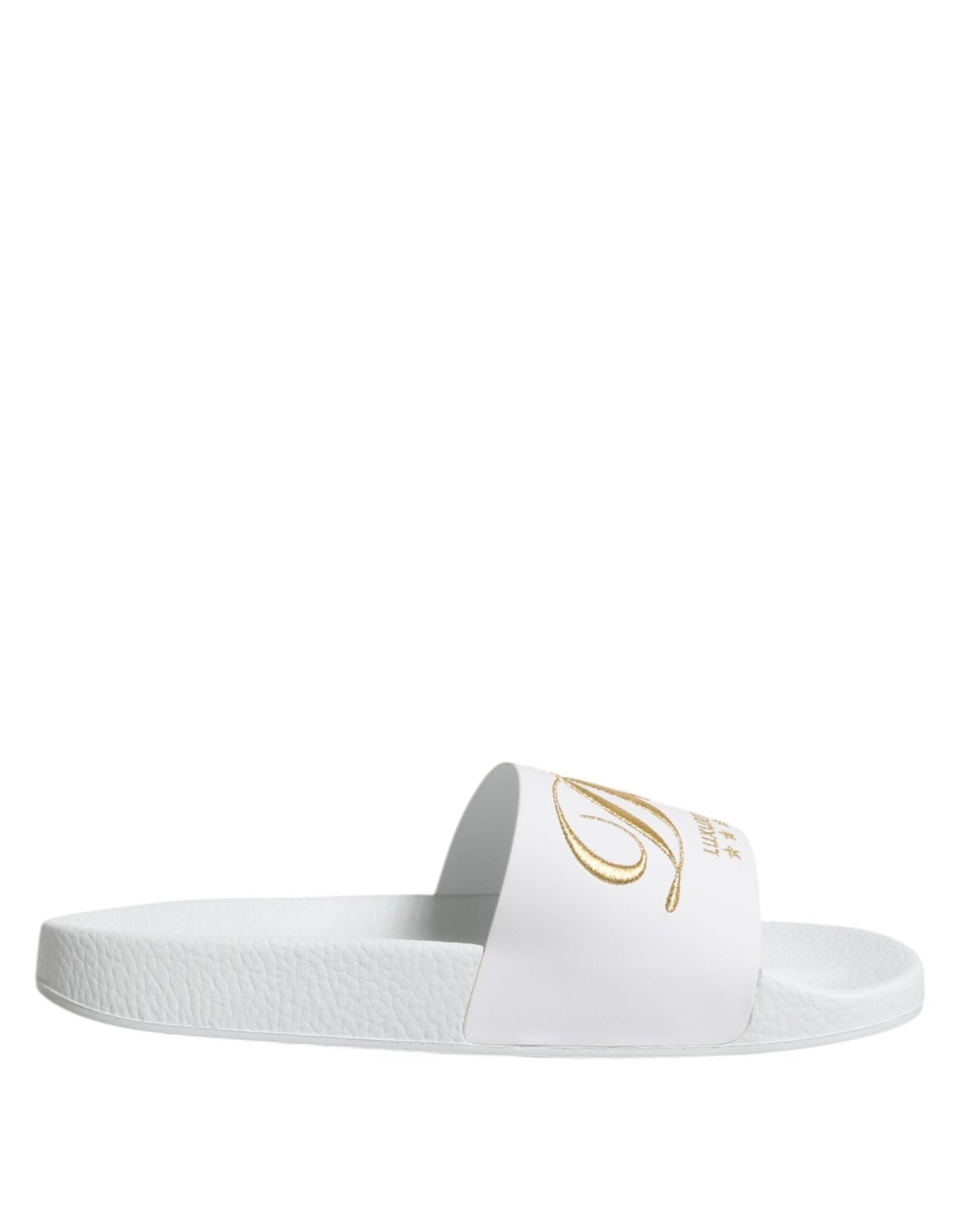 Dolce & Gabbana White Leather Slides Sandals Beachwear Shoes – EU44/US11 par Dolce & Gabbana | Disponible sur Sandy Store ByNet