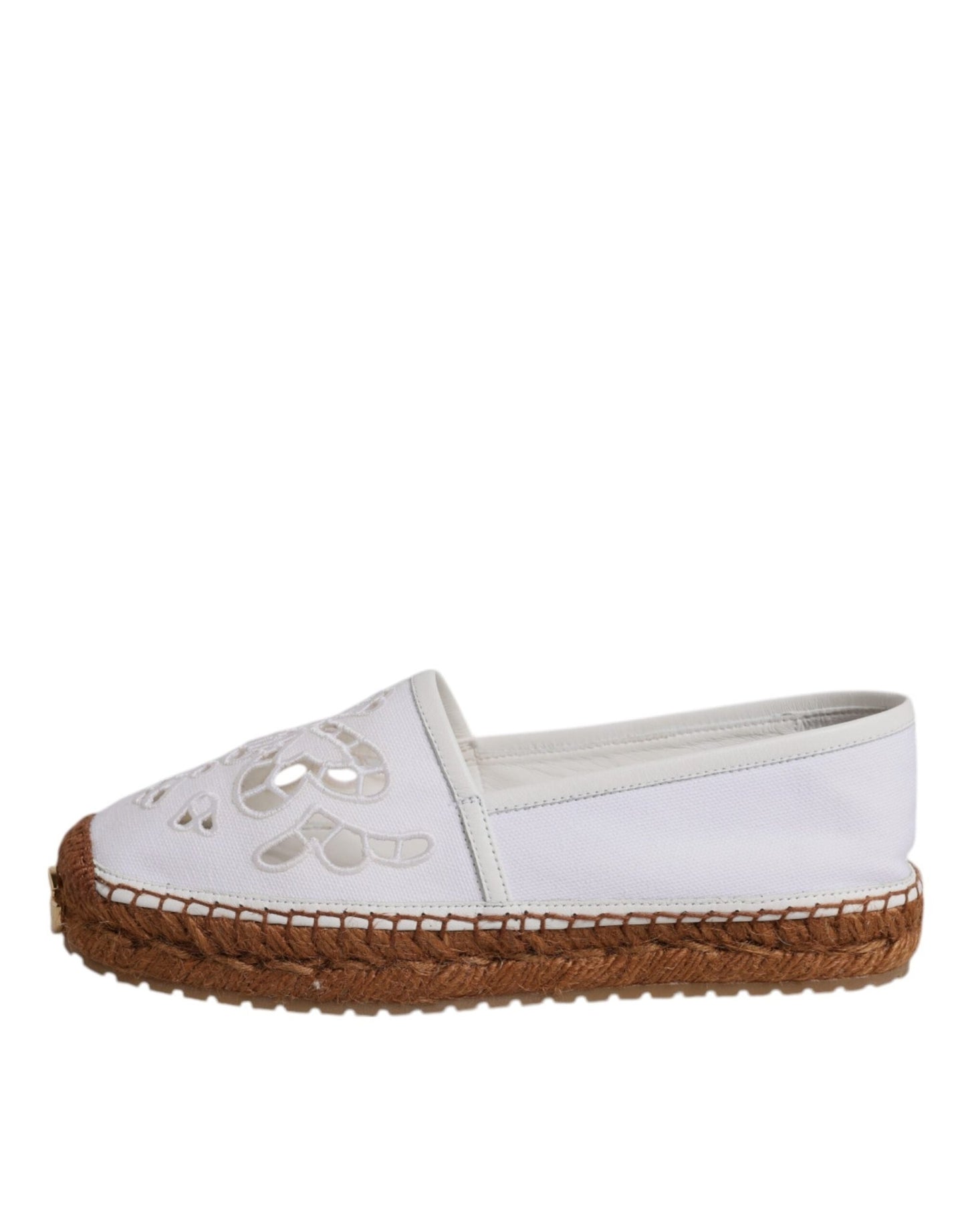 Dolce & Gabbana White Logo Eyelet Slip On Espadrilles Shoes - Sandy Store ByNet
