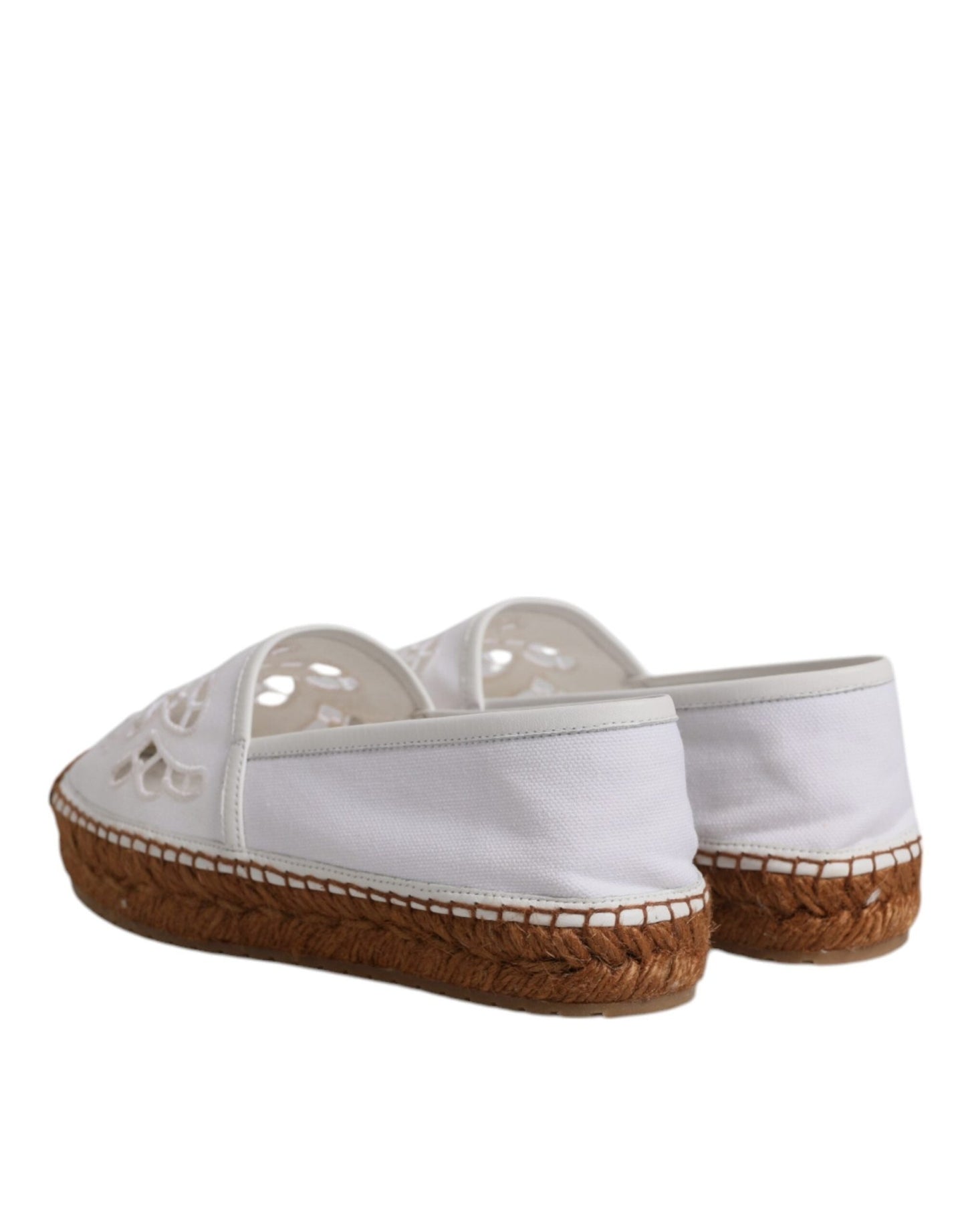 Dolce & Gabbana White Logo Eyelet Slip On Espadrilles Shoes - Sandy Store ByNet