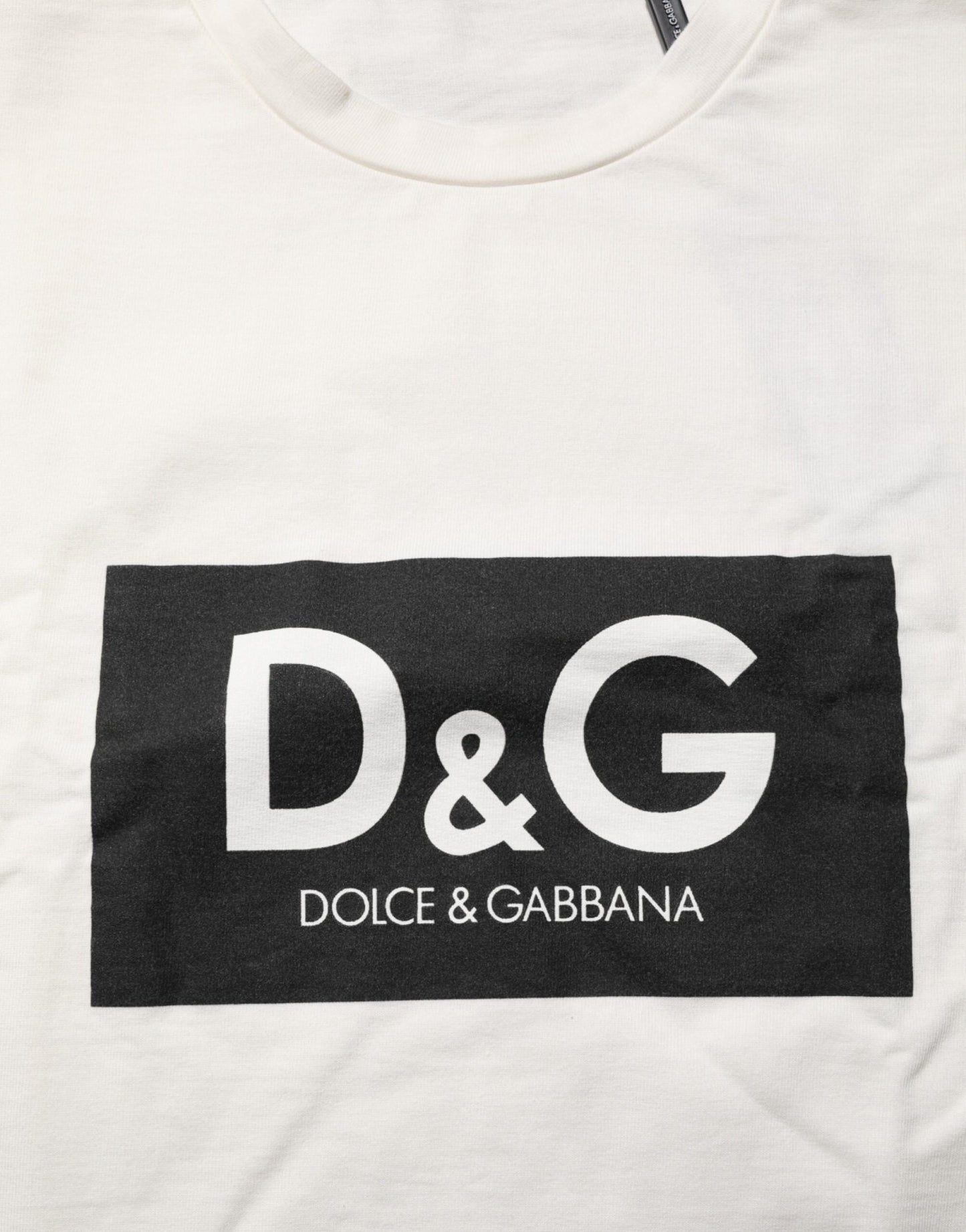 Dolce & Gabbana White Logo Print Cotton Crew Neck Men T-shirt – L par Dolce & Gabbana | Disponible sur Sandy Store ByNet