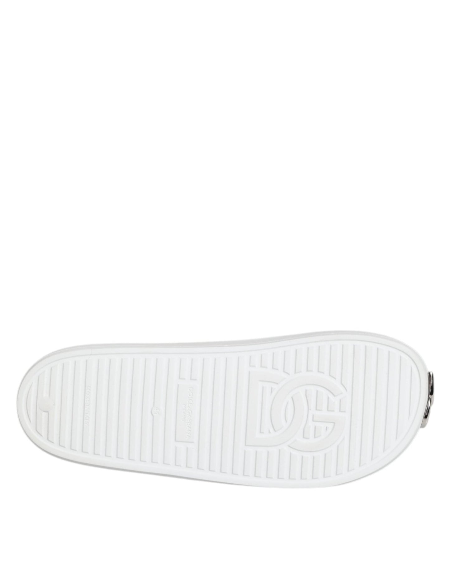 Dolce & Gabbana White Logo Slides Sandals Men Beachwear Shoes – EU40/US7 par Dolce & Gabbana | Disponible sur Sandy Store ByNet