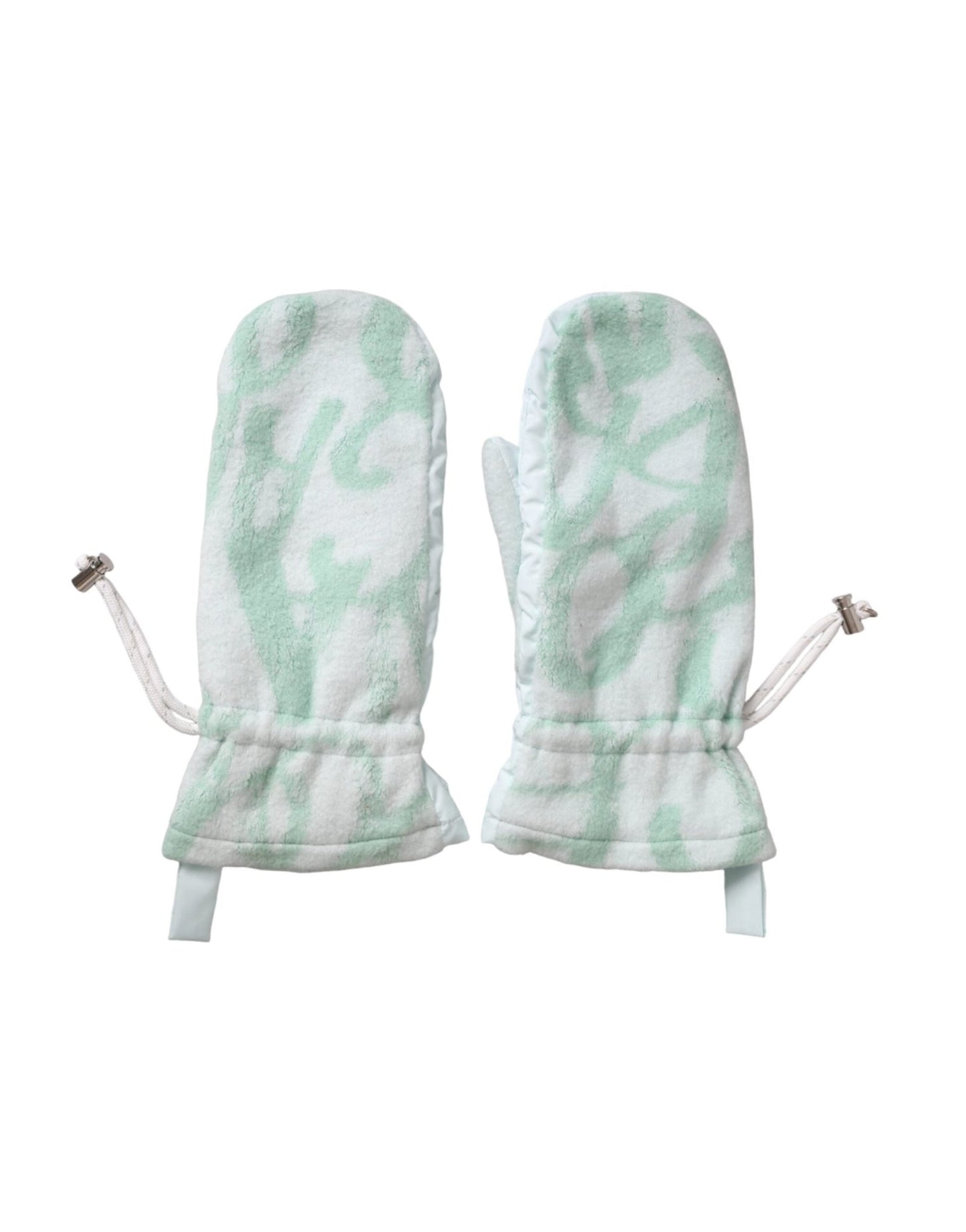 Dolce & Gabbana White Nylon Fleece Wrist Length Mitten Gloves - Sandy Store ByNet