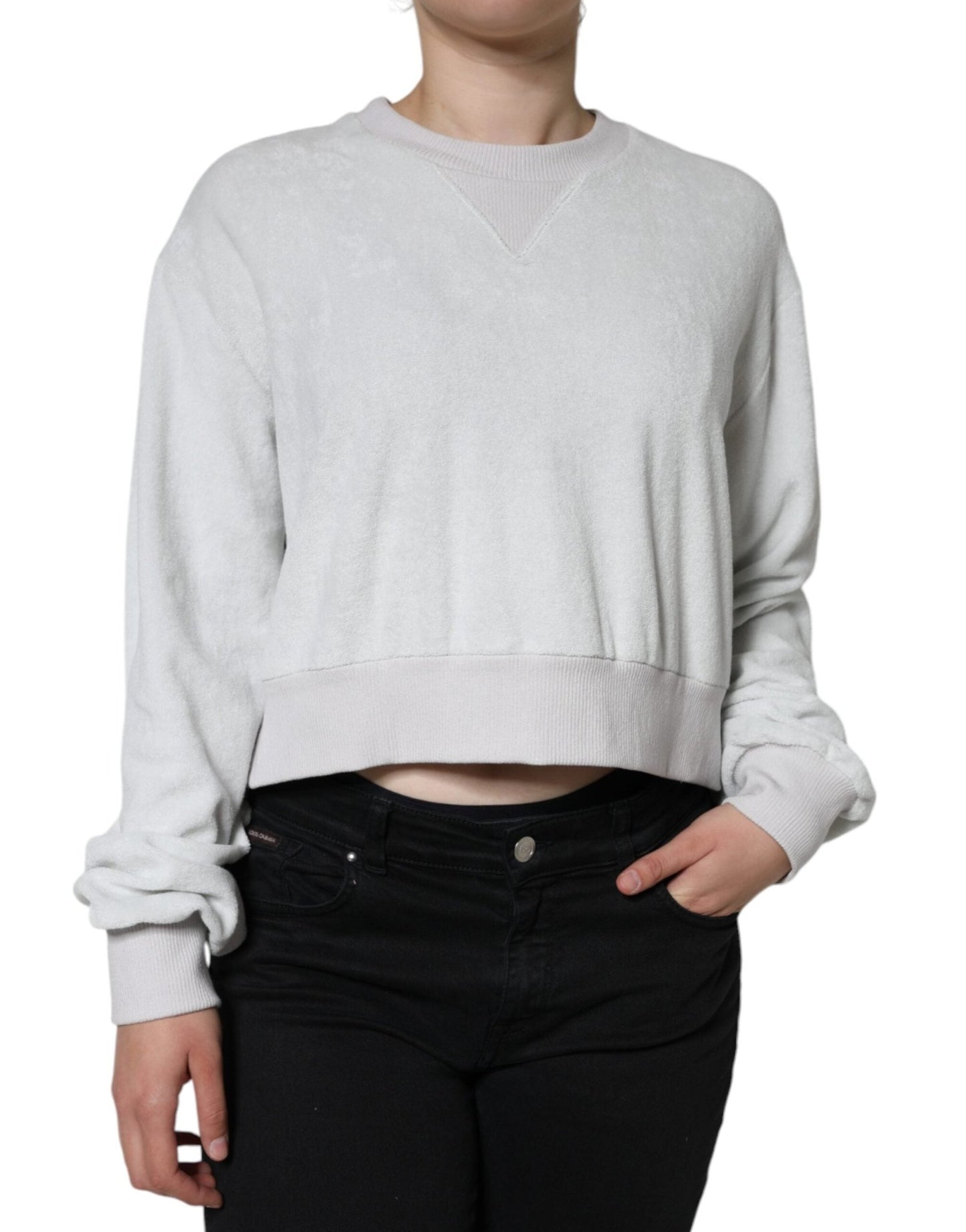 Dolce & Gabbana White Nylon Stretch Crew Neck Pullover Sweater – IT40|S par Dolce & Gabbana | Disponible sur Sandy Store ByNet