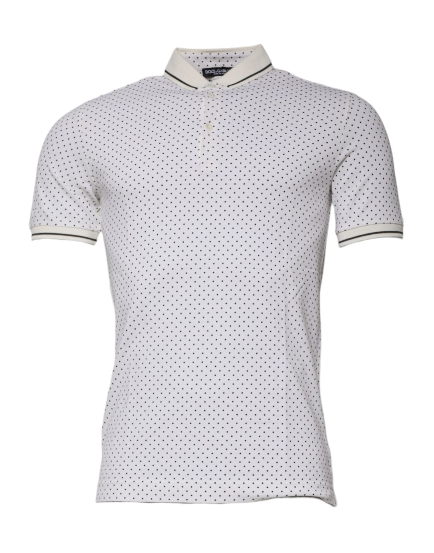 Dolce & Gabbana White Polka Dot Cotton Collared Polo T-shirt – IT44 | XS par Dolce & Gabbana | Disponible sur Sandy Store ByNet