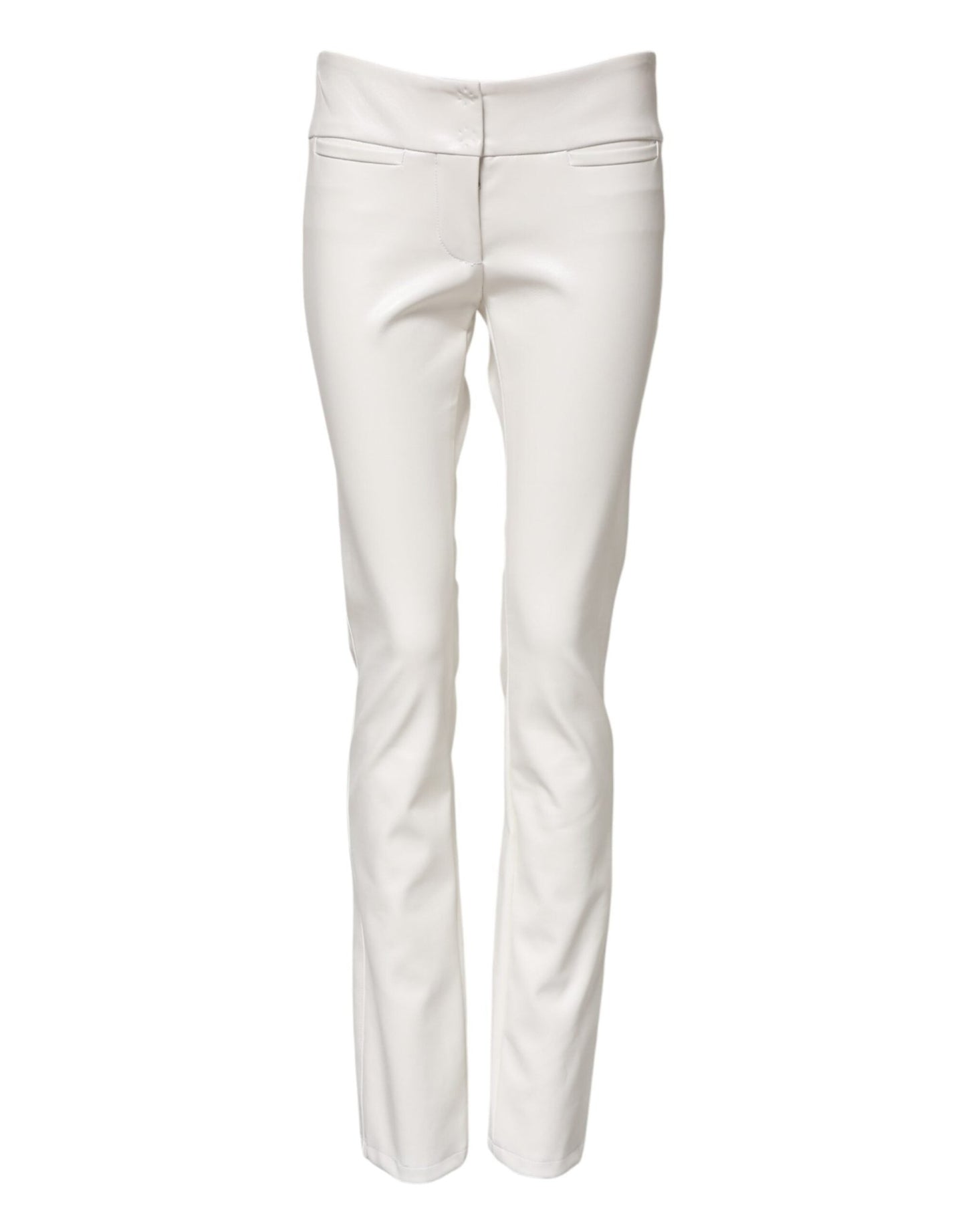 Dolce & Gabbana White Polyurethane High Waist Tapered Pants – IT40|S par Dolce & Gabbana | Disponible sur Sandy Store ByNet