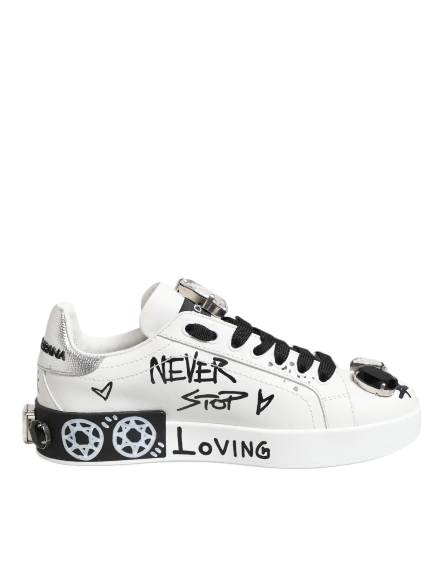 Dolce & Gabbana White Portofino Crystal Sneakers Shoes – EU35/US4.5 par Dolce & Gabbana | Disponible sur Sandy Store ByNet