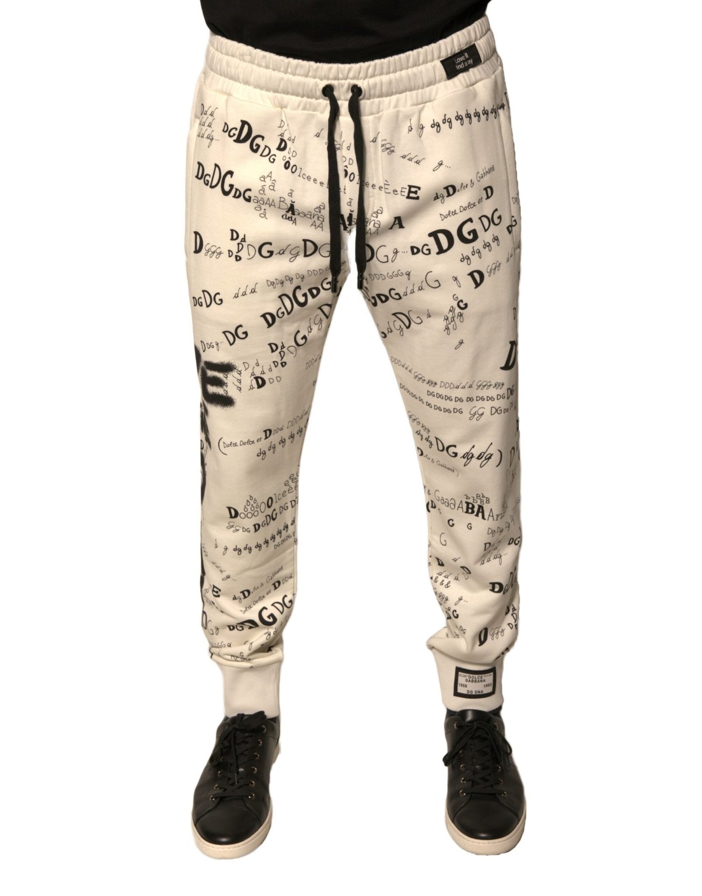 Dolce & Gabbana White Printed Cotton Jogger Sweatpants Pants – IT44 | XS par Dolce & Gabbana | Disponible sur Sandy Store ByNet