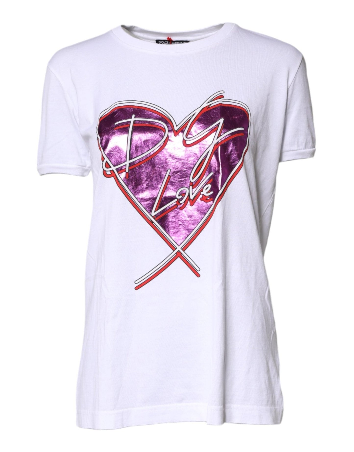 Dolce & Gabbana White Printed Cotton Round Neck Top T-shirt - Sandy Store ByNet