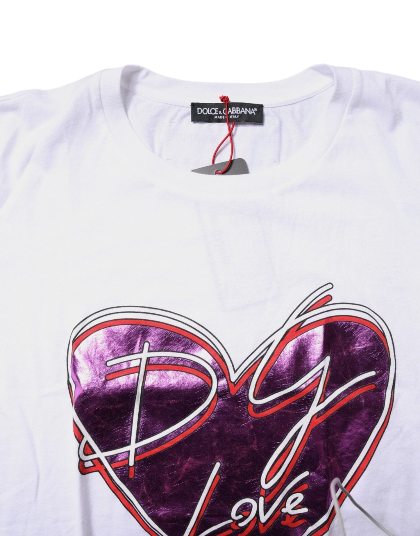Dolce & Gabbana White Printed Cotton Round Neck Top T-shirt - Sandy Store ByNet