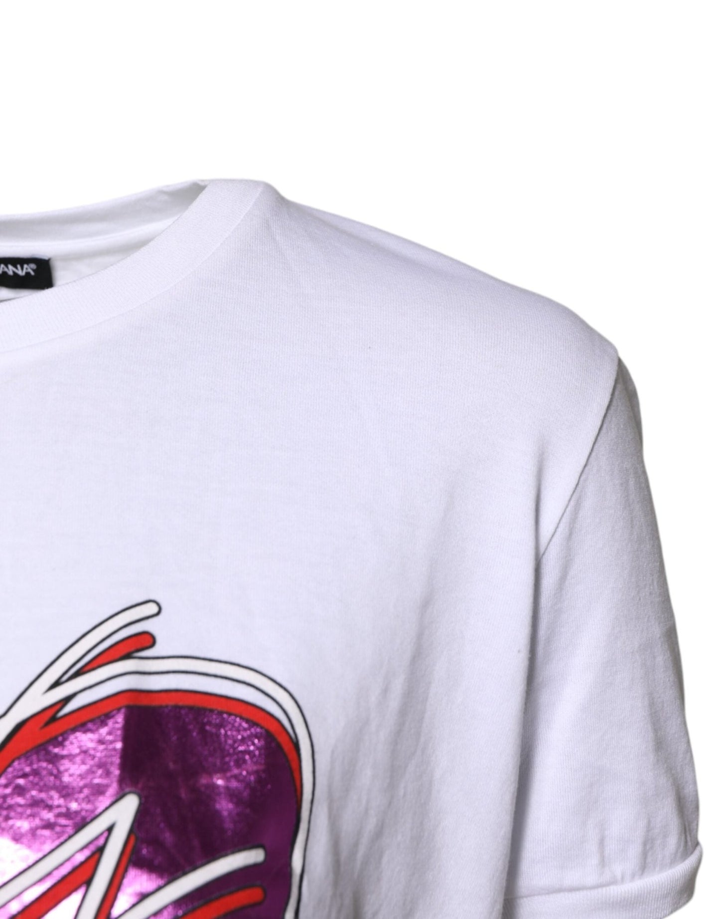 Dolce & Gabbana White Printed Cotton Round Neck Top T-shirt - Sandy Store ByNet