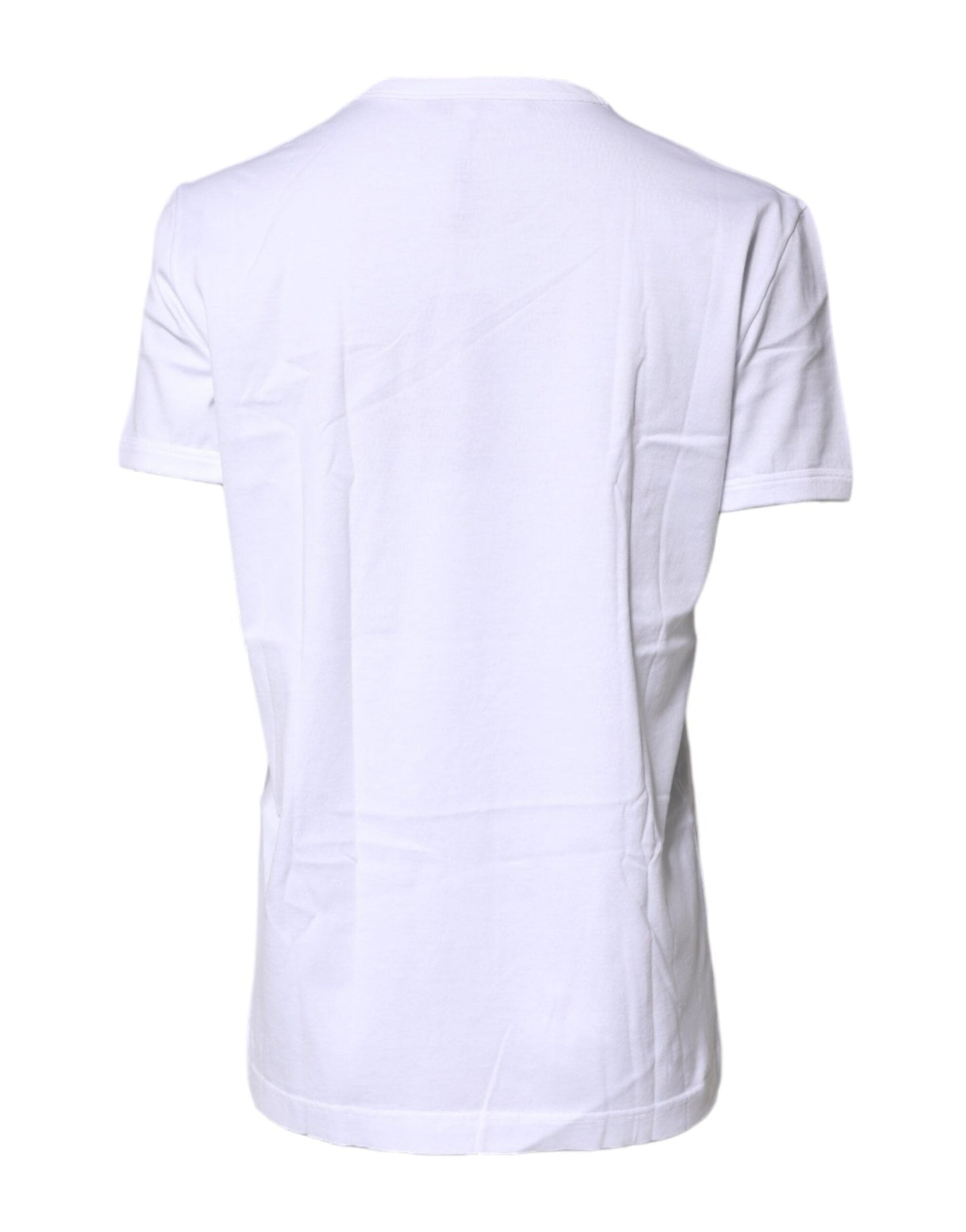 Dolce & Gabbana White Printed Round Neck Top Cotton T-shirt - Sandy Store ByNet