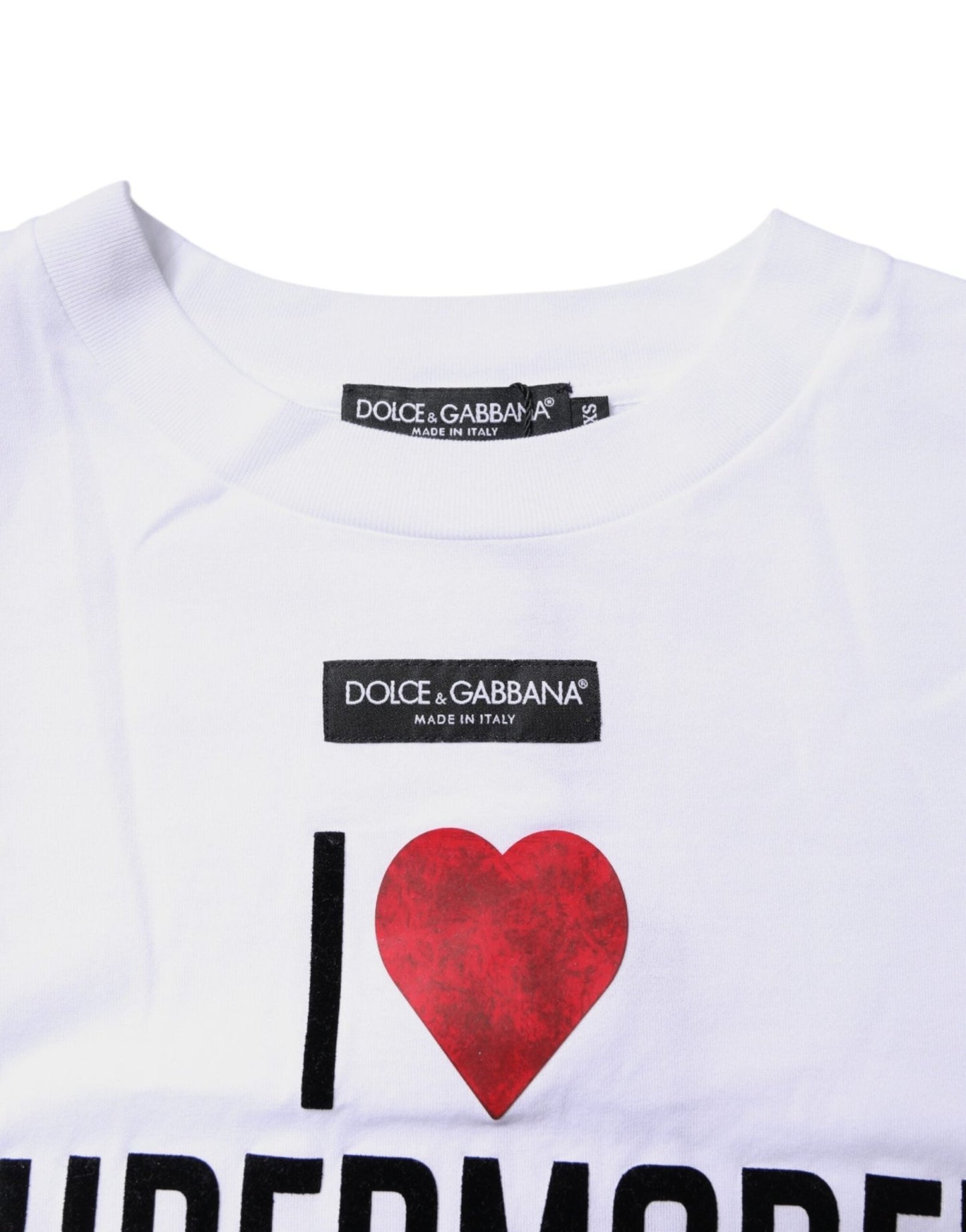Dolce & Gabbana White Printed Round Neck Top Cotton T-shirt - Sandy Store ByNet