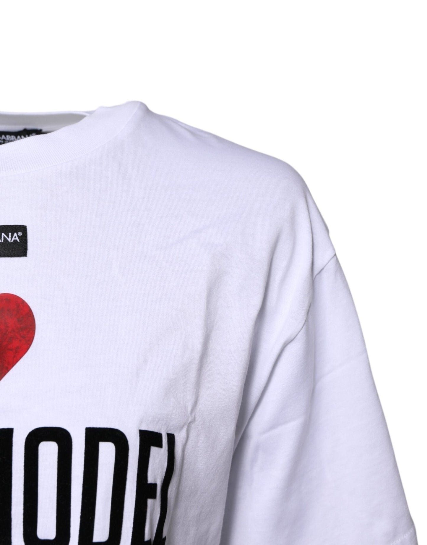 Dolce & Gabbana White Printed Round Neck Top Cotton T-shirt - Sandy Store ByNet