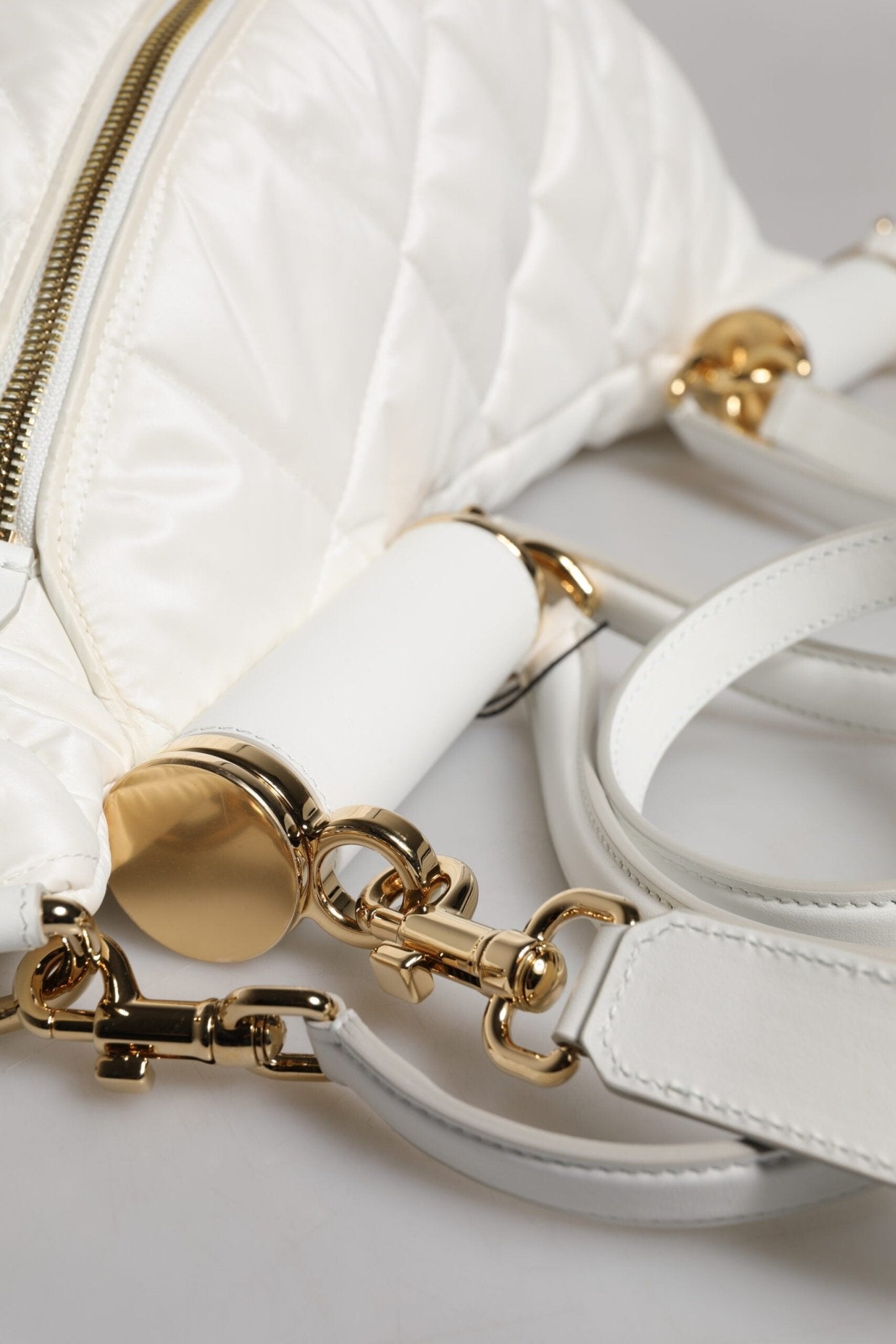 Dolce & Gabbana White Quilted Logo Plaque Belt Waist Fanny Pack Bag - Sandy Store ByNet