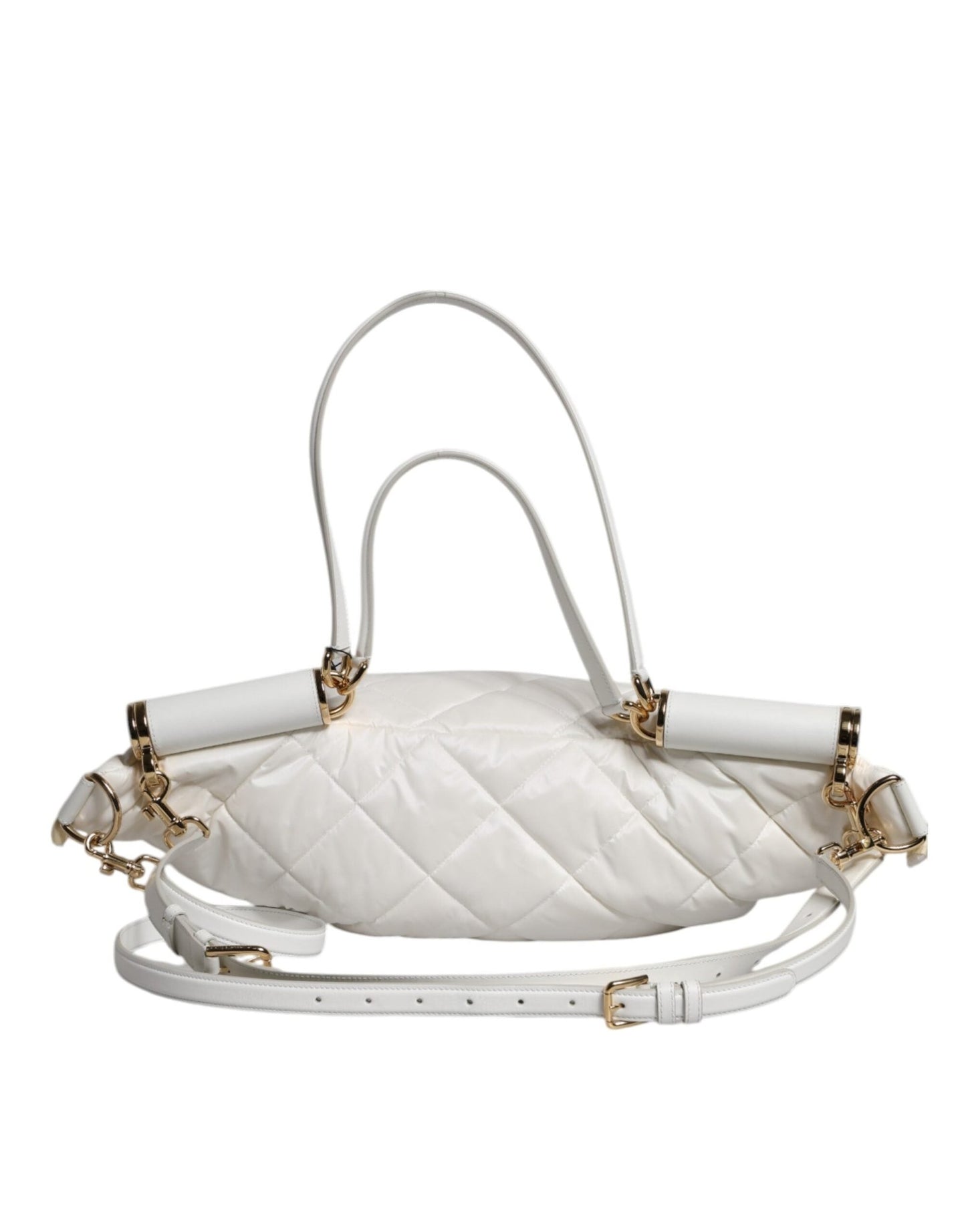 Dolce & Gabbana White Quilted Logo Plaque Belt Waist Fanny Pack Bag - Sandy Store ByNet