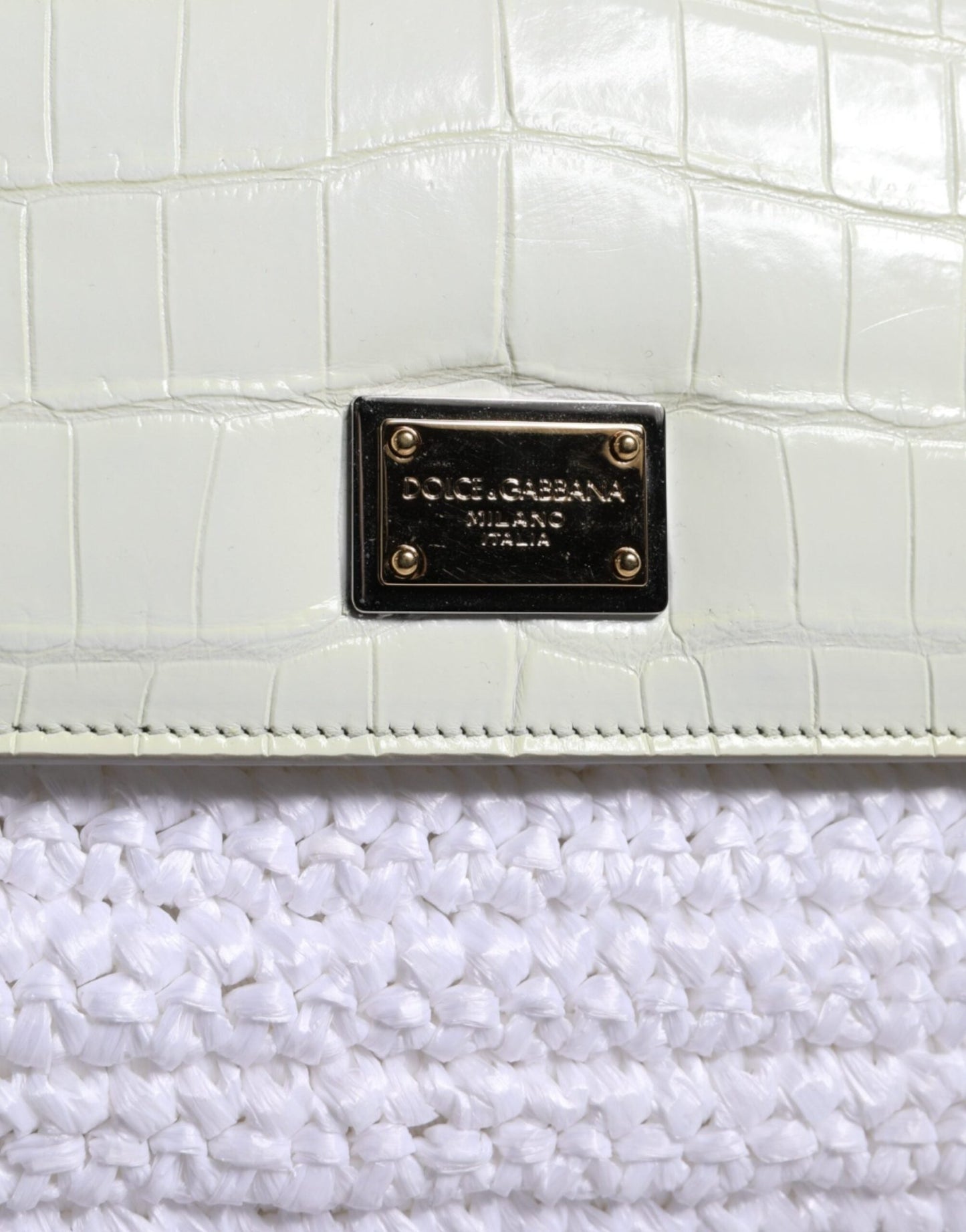 Dolce & Gabbana White Rafia Leather SICILY Crossbody Bag - Sandy Store ByNet