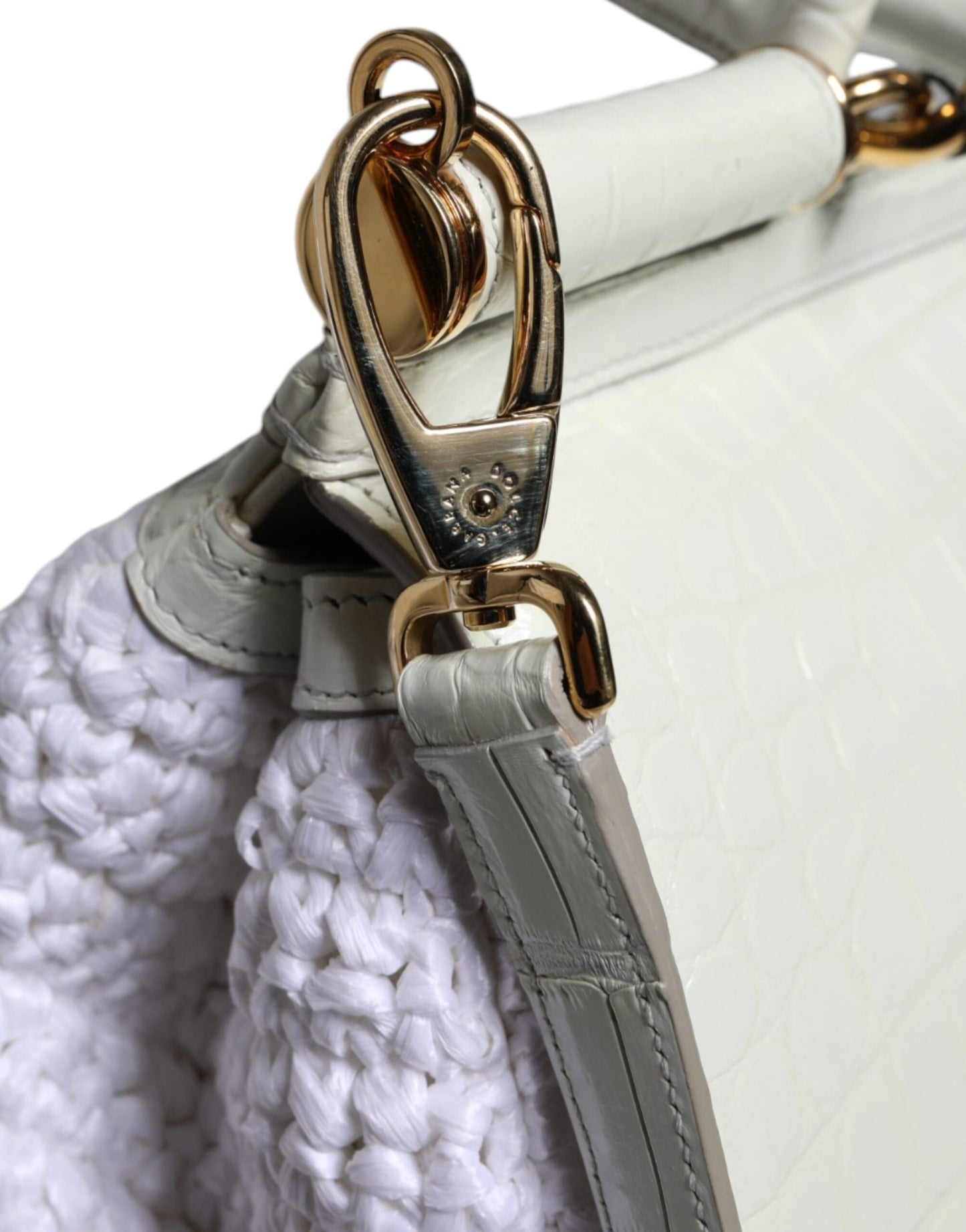 Dolce & Gabbana White Rafia Leather SICILY Crossbody Bag - Sandy Store ByNet