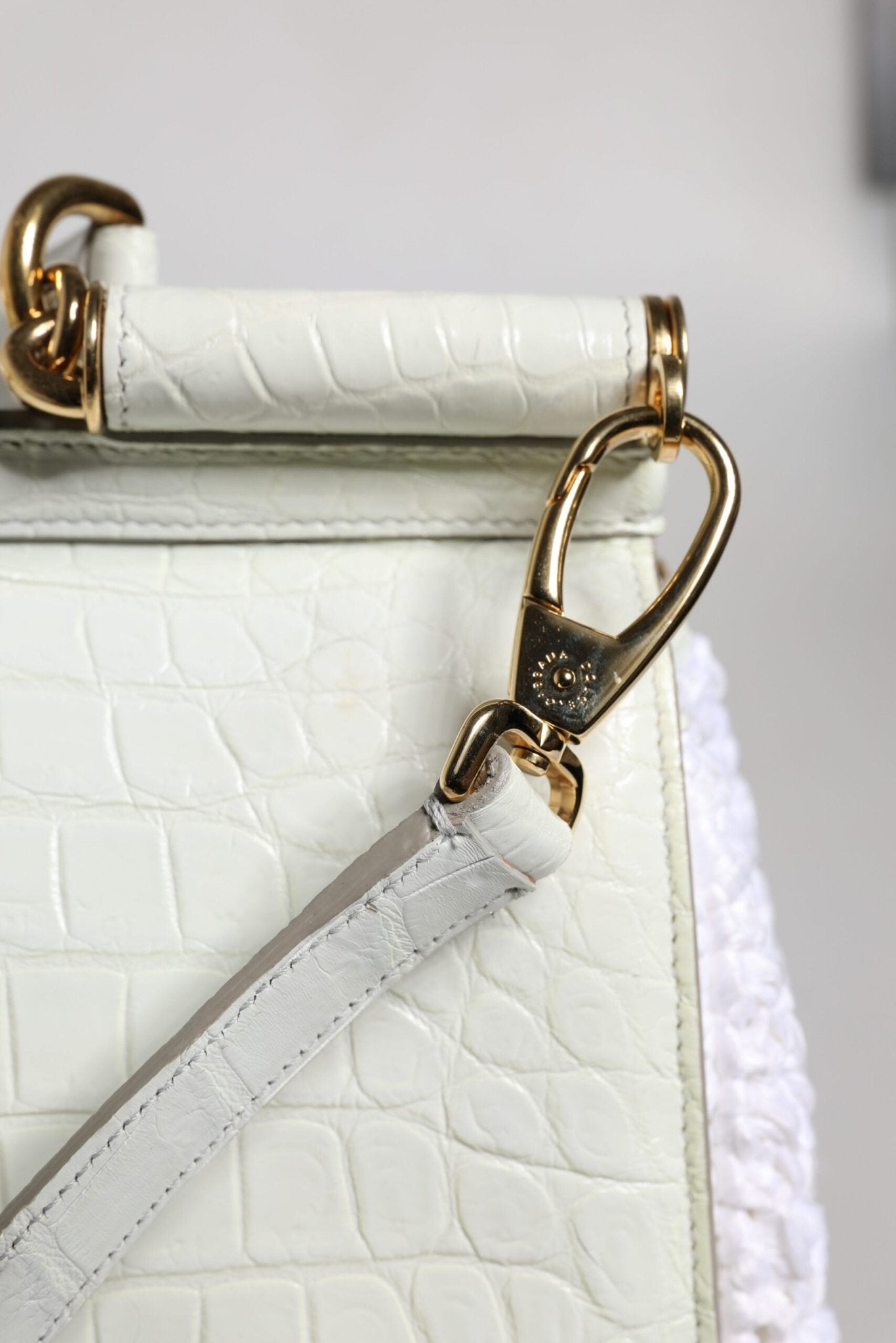 Dolce & Gabbana White Rafia Leather Top Handle Crossbody Bag - Sandy Store ByNet
