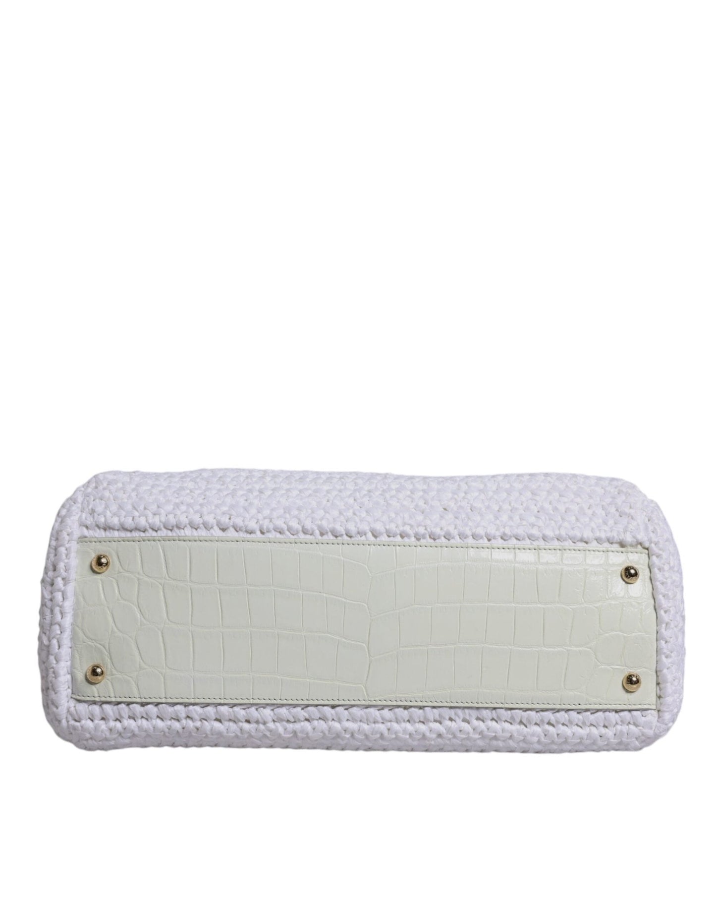 Dolce & Gabbana White Rafia Leather Top Handle Crossbody Bag - Sandy Store ByNet