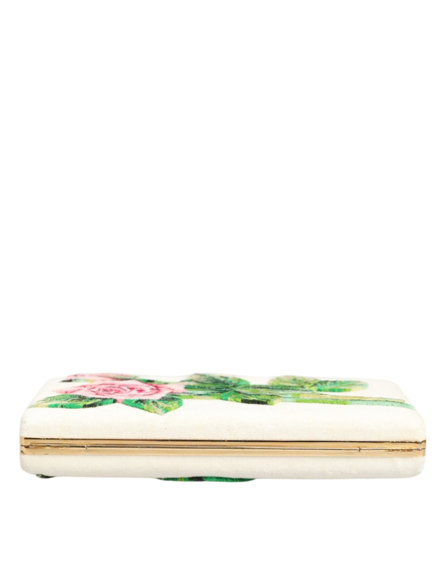 Dolce & Gabbana White Rose Embroidery Silk Gold Frame Clutch Purse Bag – par Dolce & Gabbana | Disponible sur Sandy Store ByNet