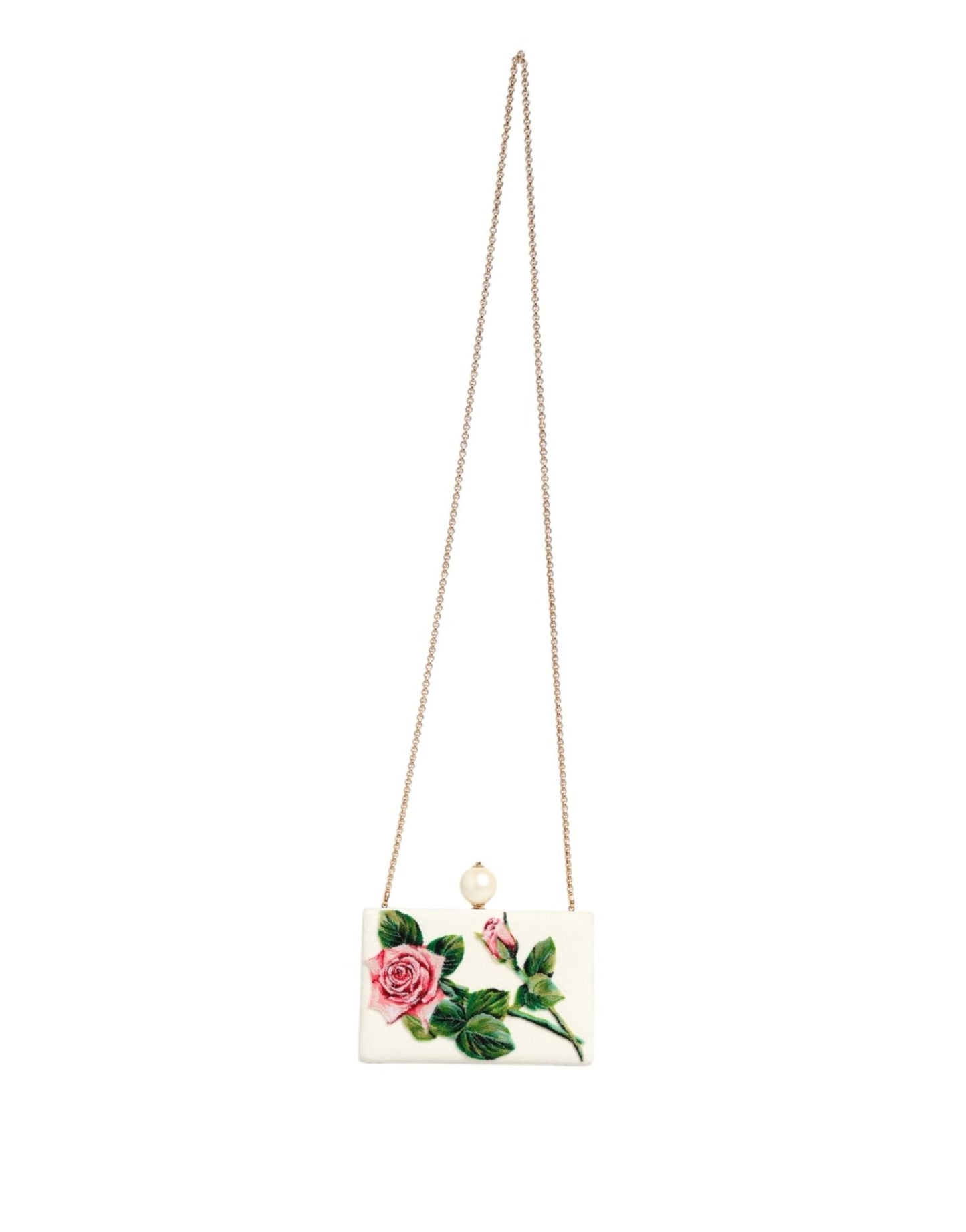 Dolce & Gabbana White Rose Embroidery Silk Gold Frame Clutch Purse Bag – par Dolce & Gabbana | Disponible sur Sandy Store ByNet