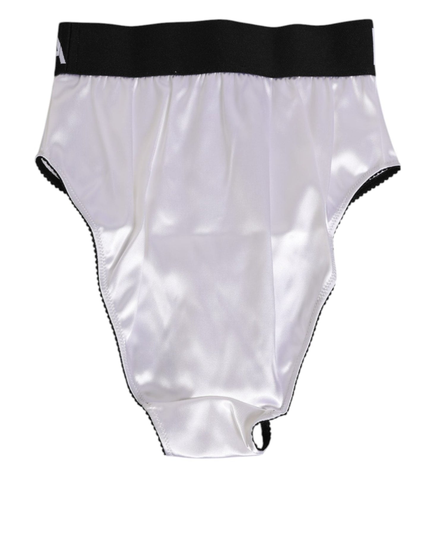 Dolce & Gabbana White Satin High - Waist Black Logo Women Underwear – IT2 | S par Dolce & Gabbana | Disponible sur Sandy Store ByNet