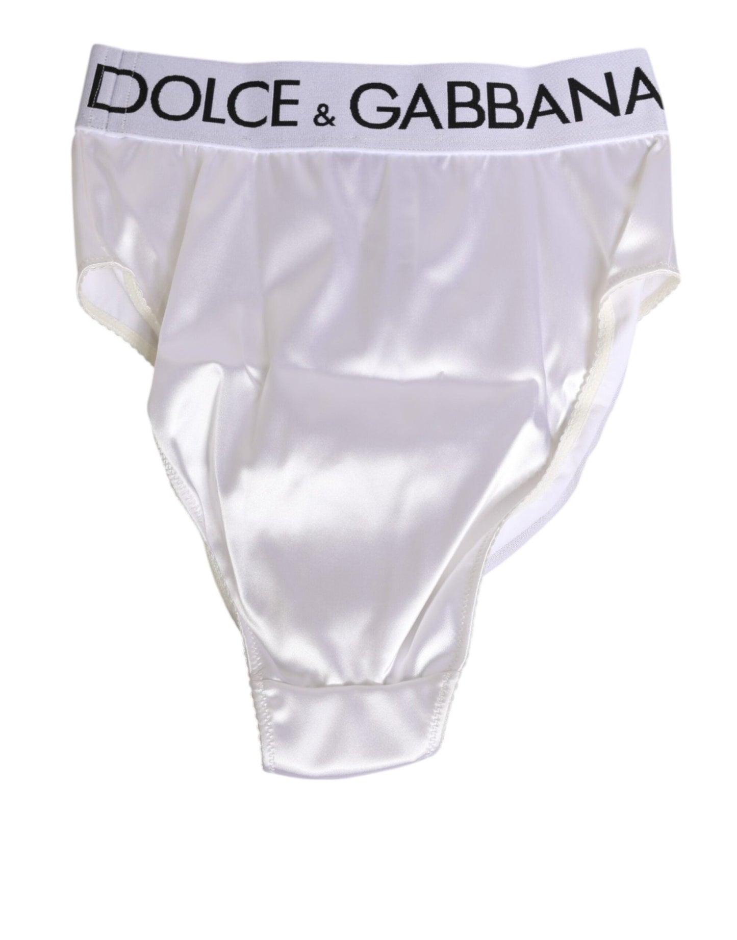 Dolce & Gabbana White Satin High - Waist Brief Logo Women Underwear – IT2 | S par Dolce & Gabbana | Disponible sur Sandy Store ByNet