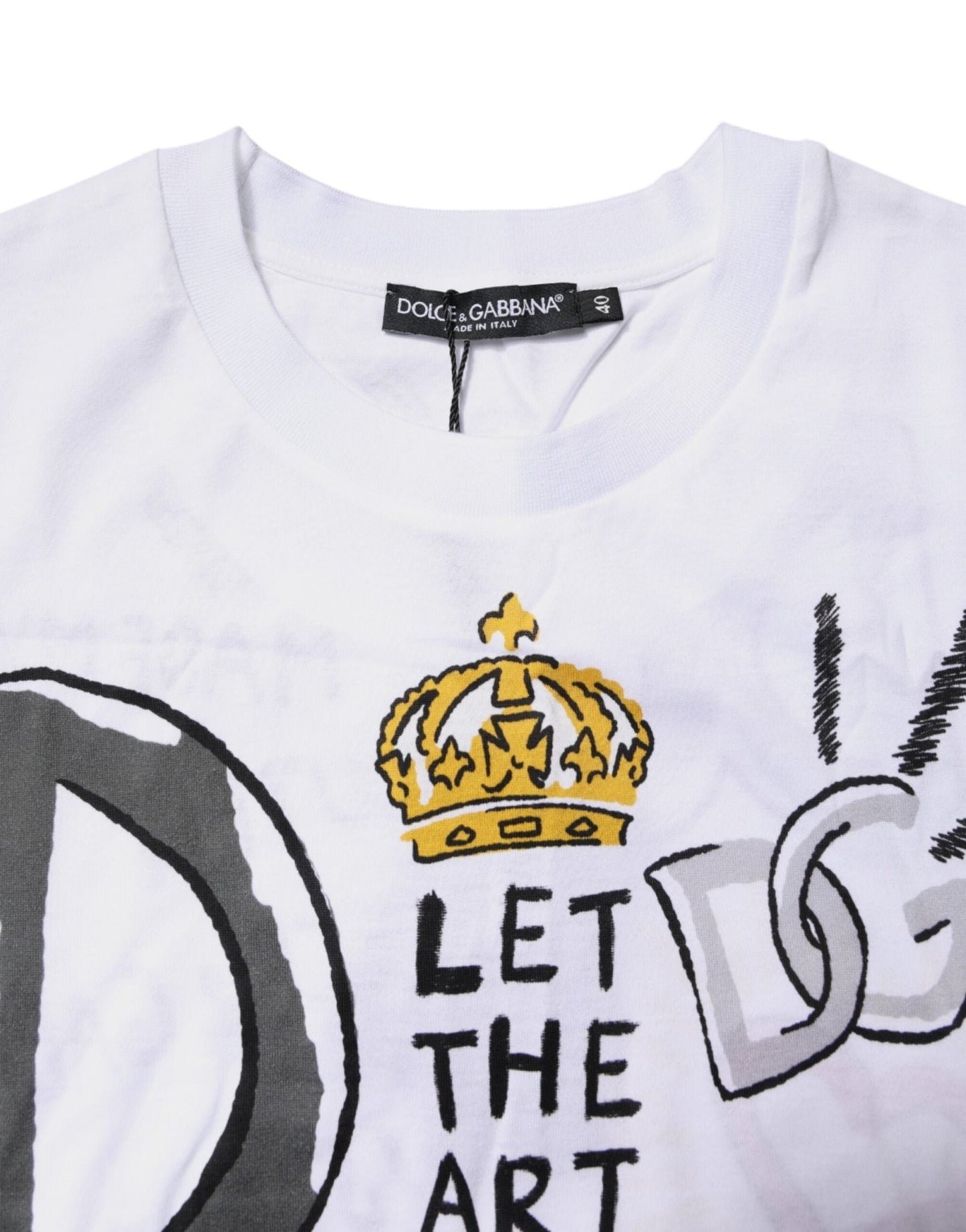 Dolce & Gabbana White Short - Sleeved Printed Jersey T-shirt - Sandy Store ByNet