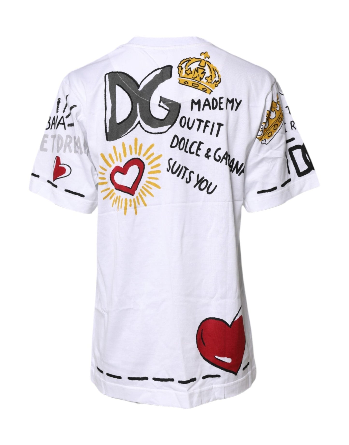 Dolce & Gabbana White Short - Sleeved Printed Jersey T-shirt - Sandy Store ByNet