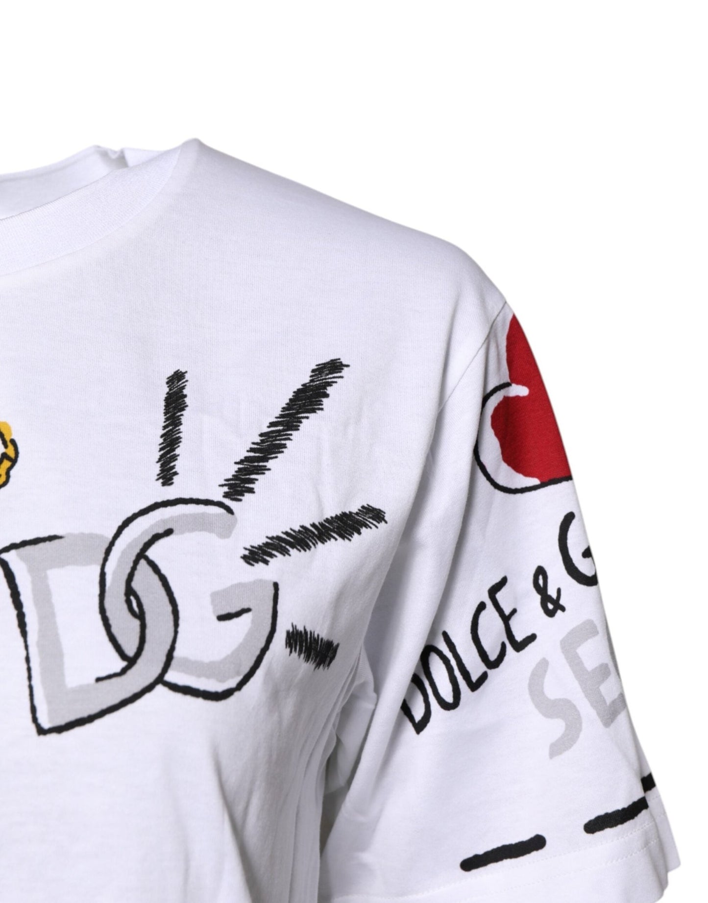 Dolce & Gabbana White Short - Sleeved Printed Jersey T-shirt - Sandy Store ByNet