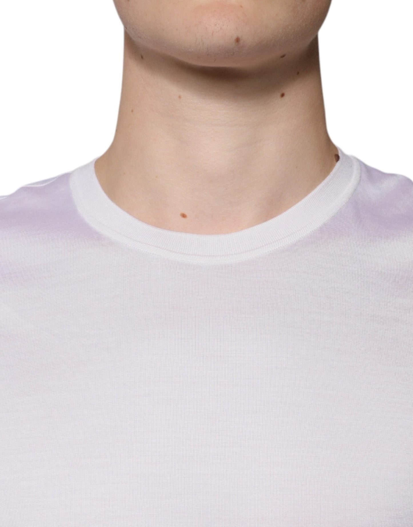 Dolce & Gabbana White Silk Crew Neck Men Pullover Sweater - Sandy Store ByNet