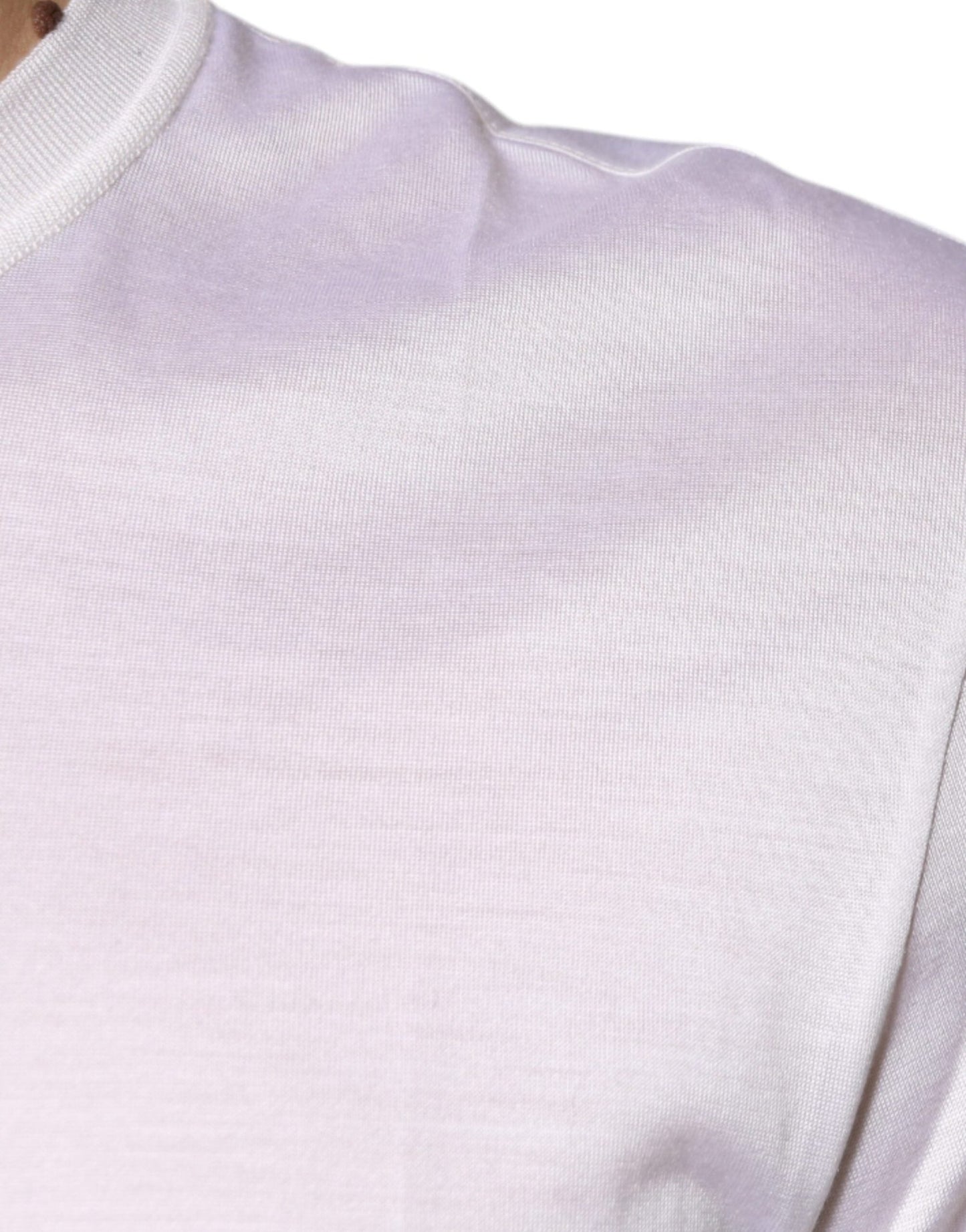 Dolce & Gabbana White Silk Crew Neck Men Pullover Sweater - Sandy Store ByNet
