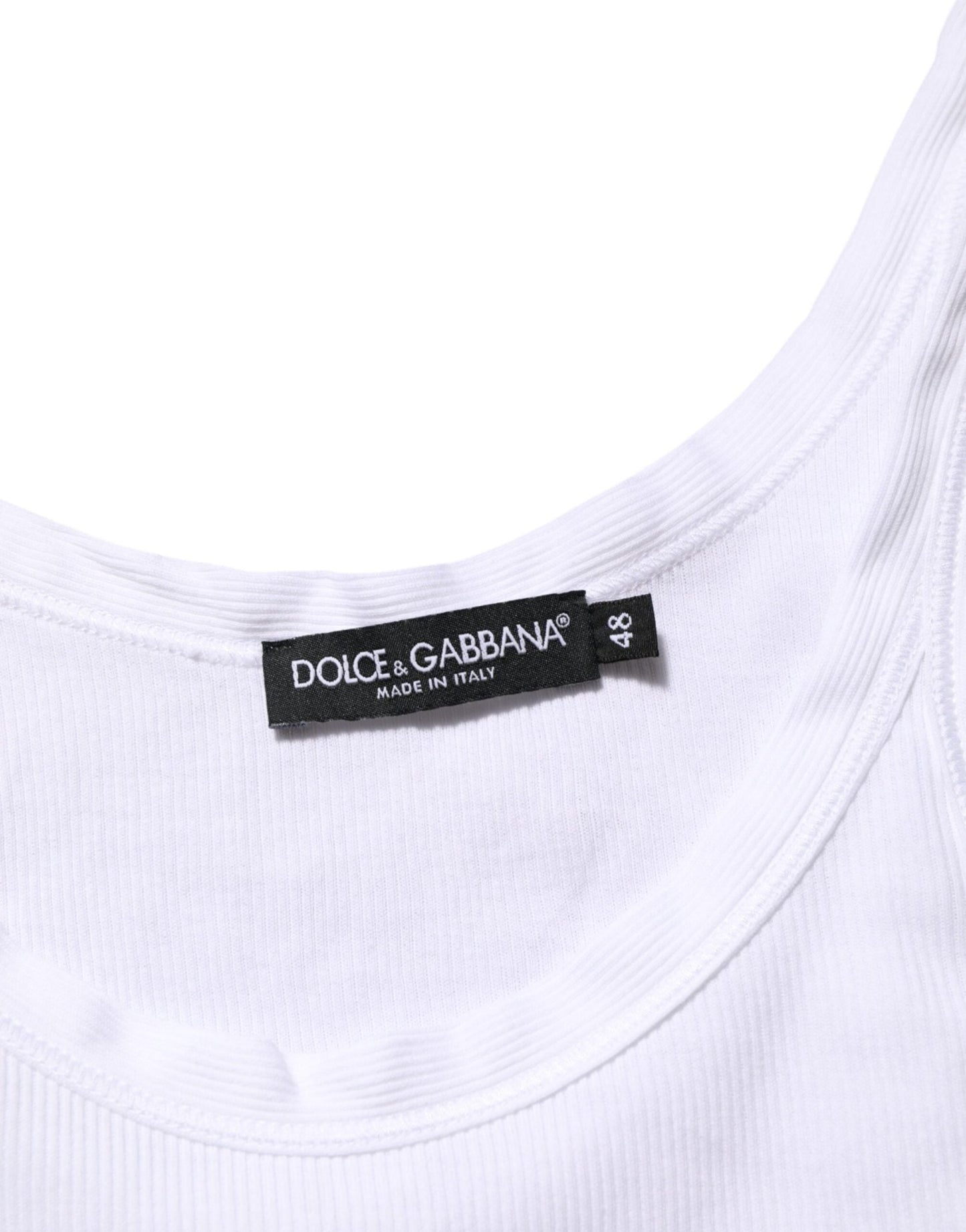 Dolce & Gabbana White Sleeveless Round Neck Tank Top T-shirt – IT48 | M par Dolce & Gabbana | Disponible sur Sandy Store ByNet