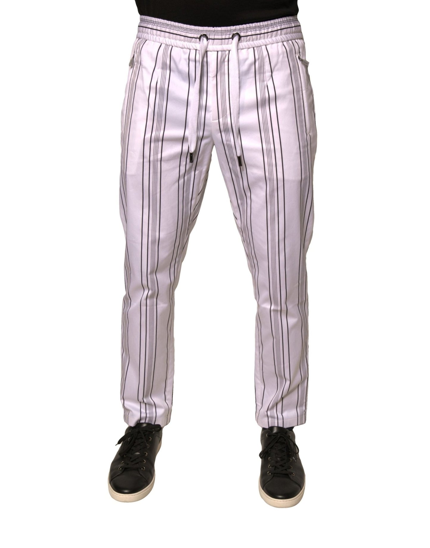 Dolce & Gabbana White Stripe Cotton Dress Skinny Pants – IT46 | S par Dolce & Gabbana | Disponible sur Sandy Store ByNet