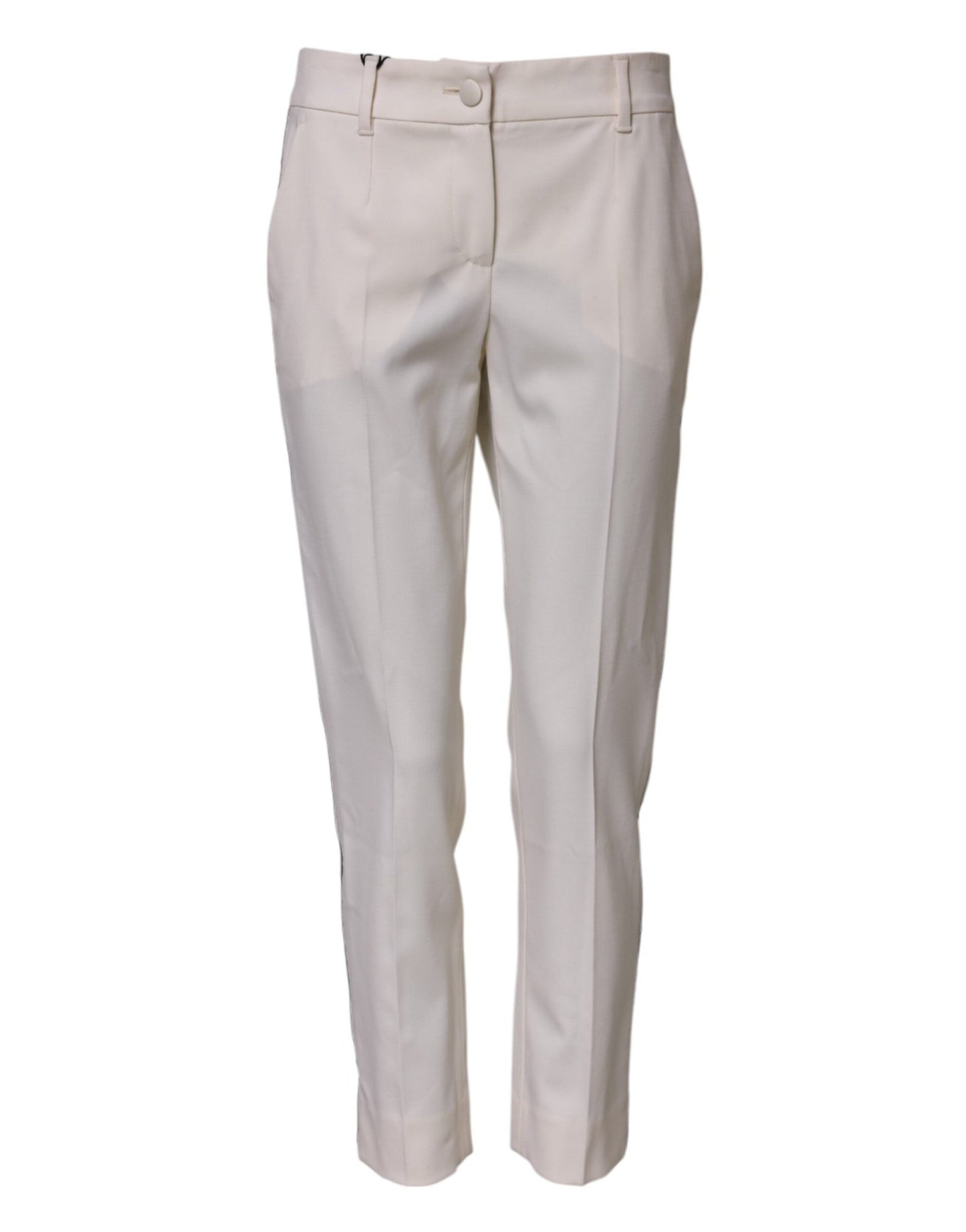 Dolce & Gabbana White Wool Mid Waist Tapered Trouser Pants – IT38 | XS par Dolce & Gabbana | Disponible sur Sandy Store ByNet