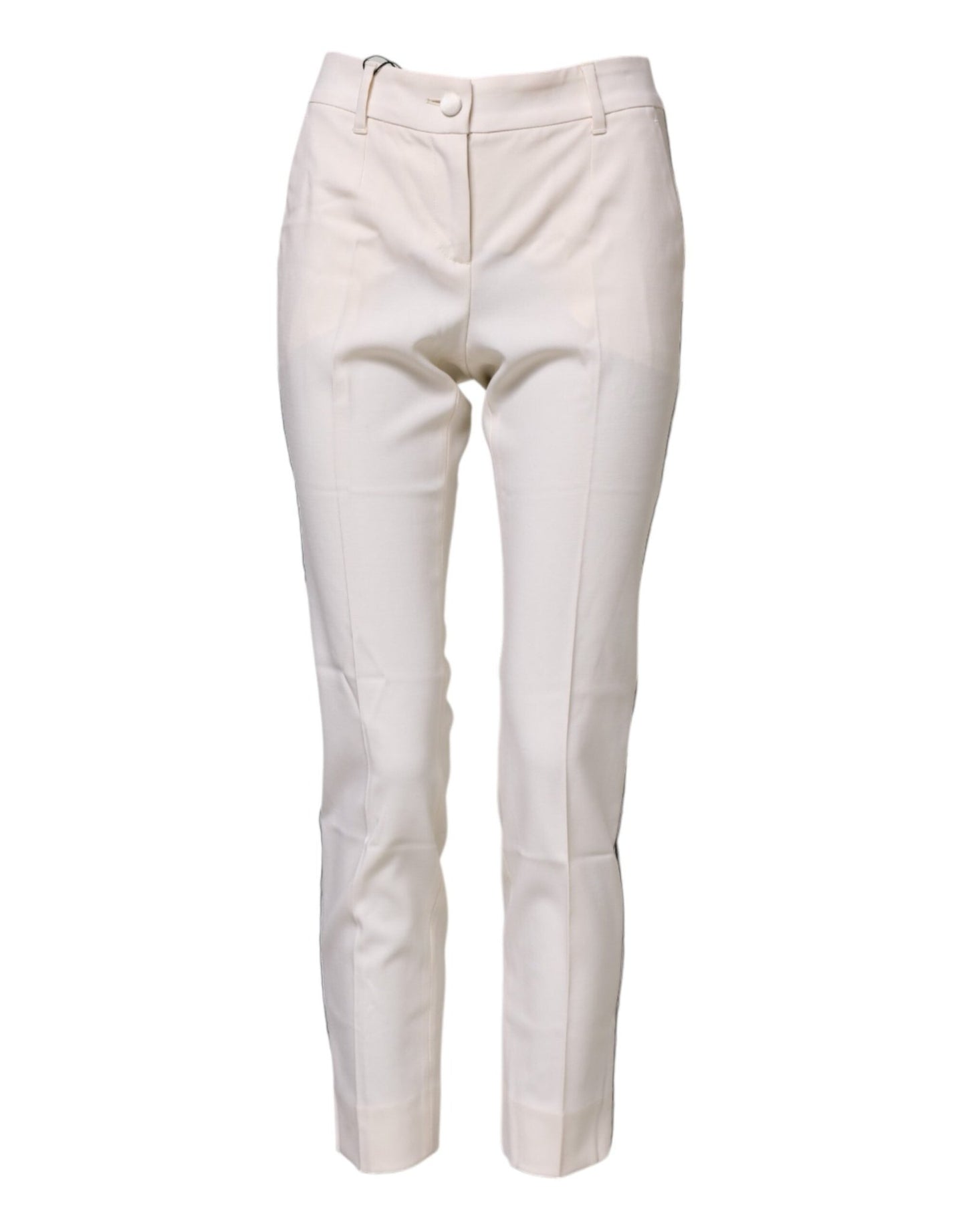Dolce & Gabbana White Wool Tapered High Waist Pants – IT36|XXS par Dolce & Gabbana | Disponible sur Sandy Store ByNet